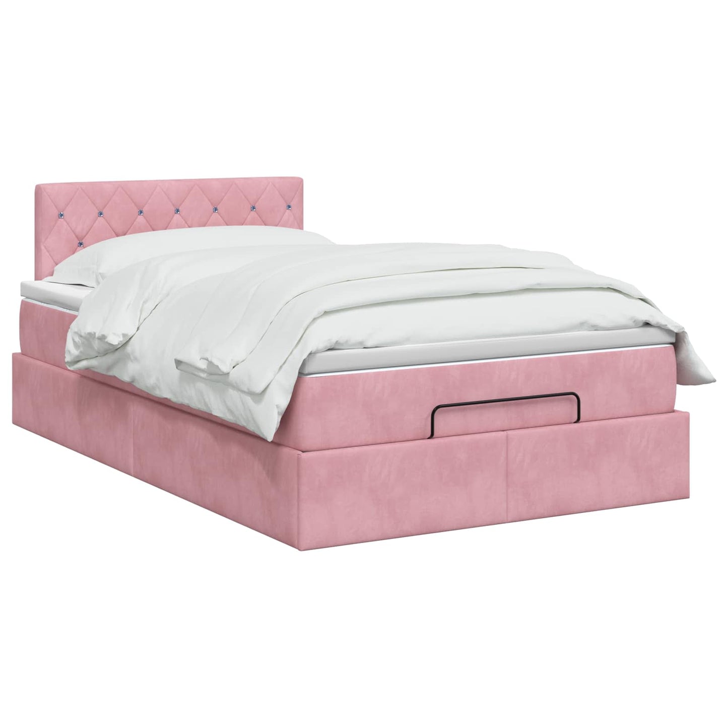 vidaXL Κρεβάτι Ottoman με στρώμα με κεφαλάρι Ροζ 120 x 190 cm Βελούδο