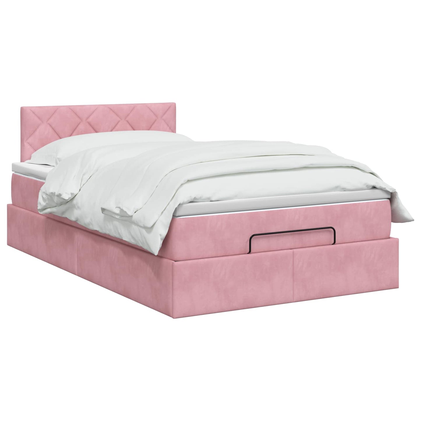 vidaXL Κρεβάτι Ottoman με στρώμα με κεφαλάρι Ροζ 120 x 190 cm Βελούδο