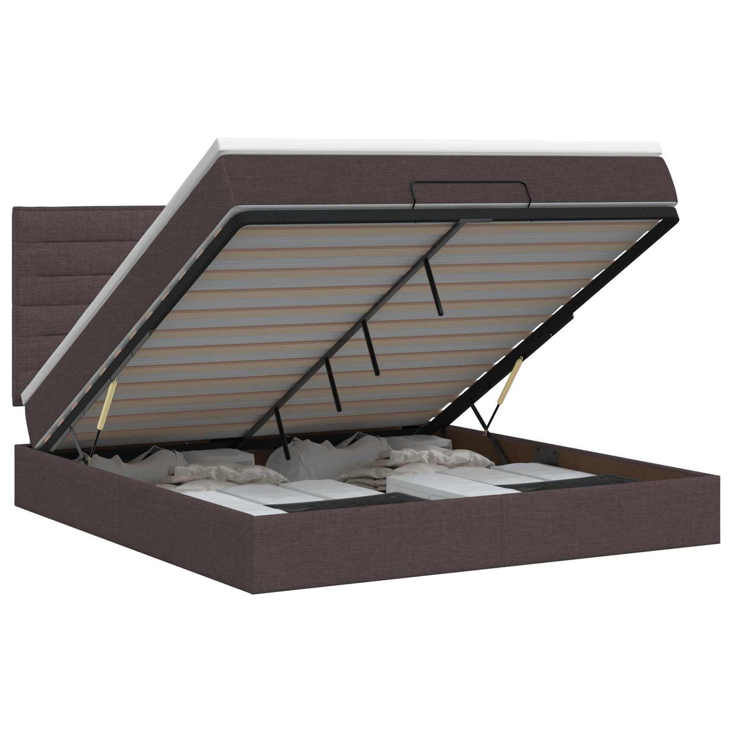 vidaXL Κρεβάτι Ottoman με στρώμα Σκούρο Καφέ 140 x 190 cm Ύφασμα