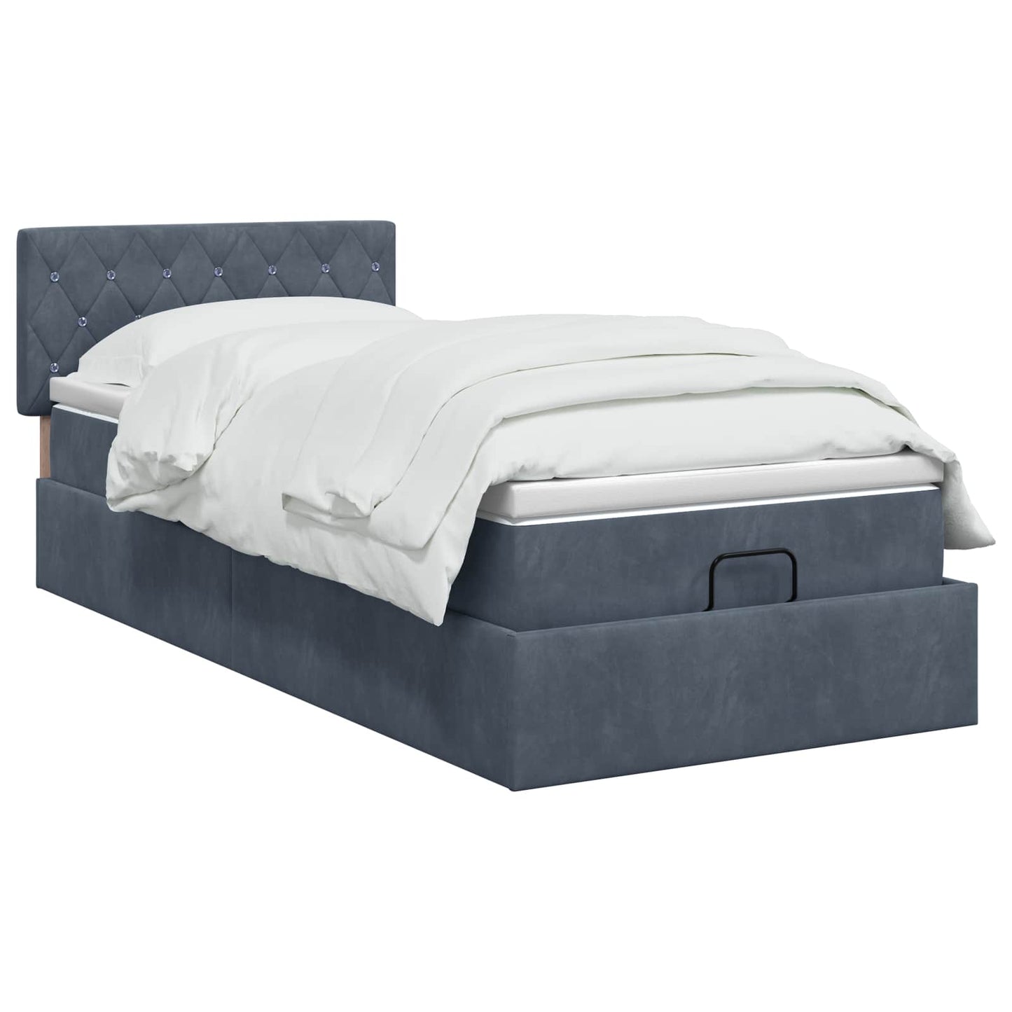 vidaXL Κρεβάτι Ottoman με στρώμα Σκούρο Γκρι 90 x 200 cm Βελούδο