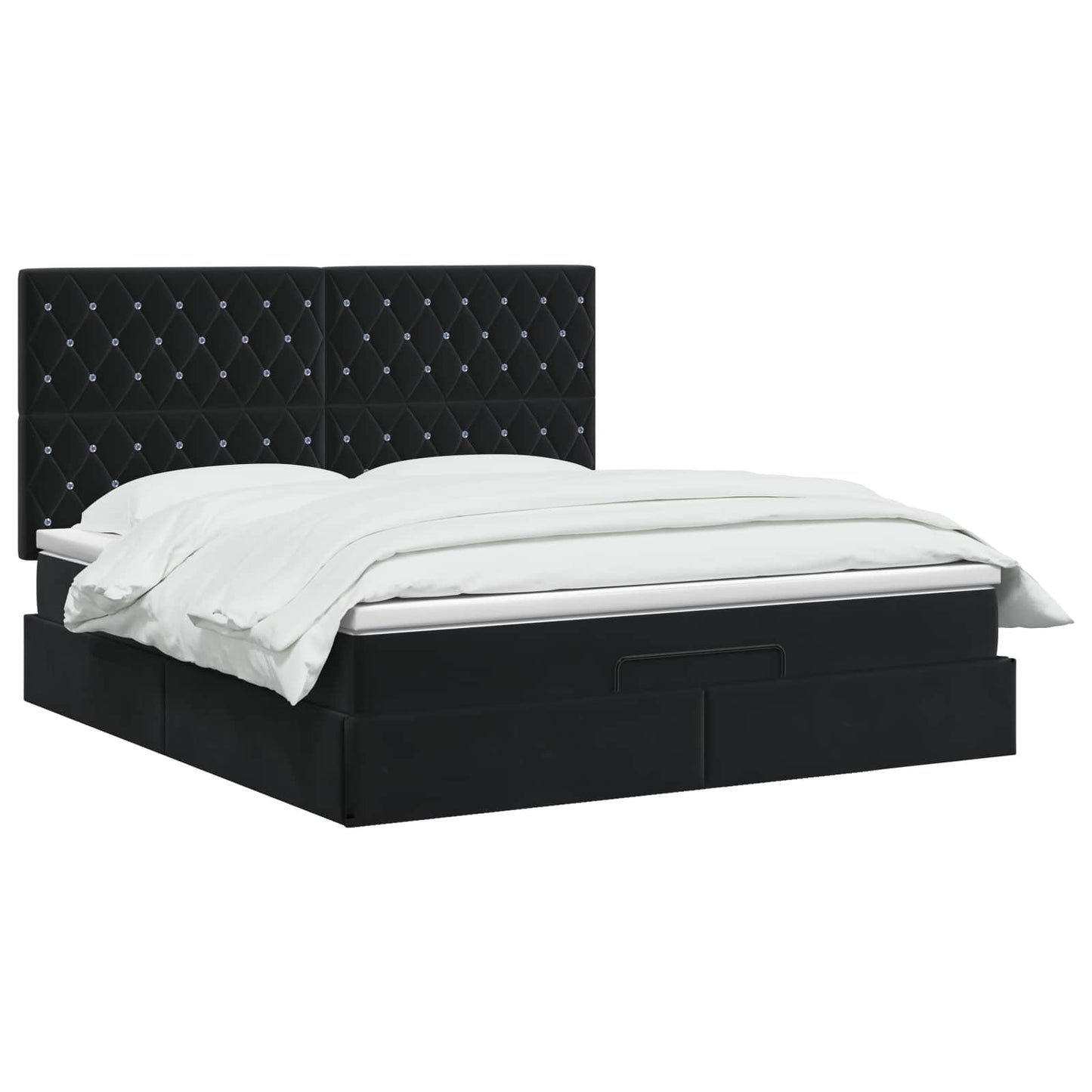 vidaXL Κρεβάτι Ottoman με στρώμα Μαύρο 140 x 200 cm Βελούδο