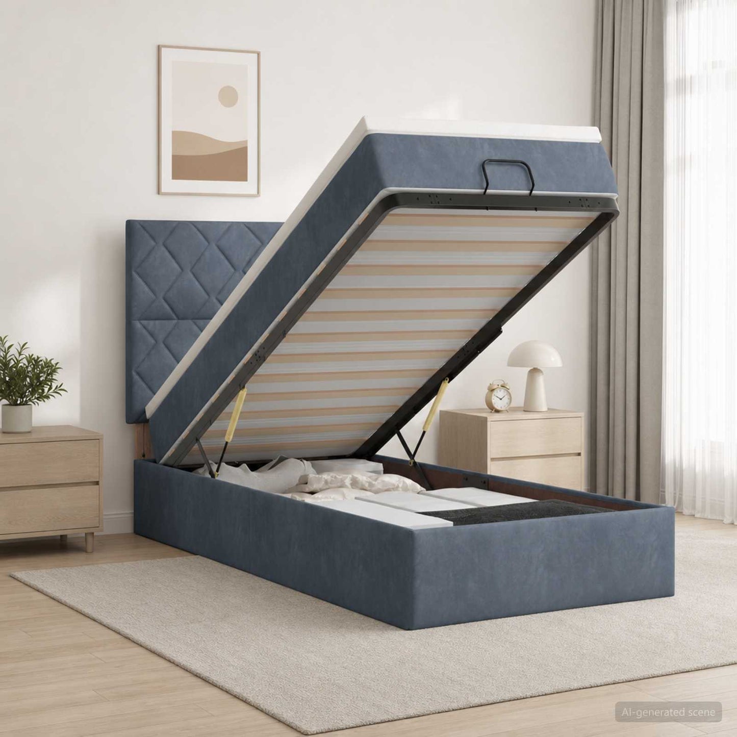 vidaXL Κρεβάτι Ottoman με στρώμα Σκούρο Γκρι 90 x 190 cm Βελούδο