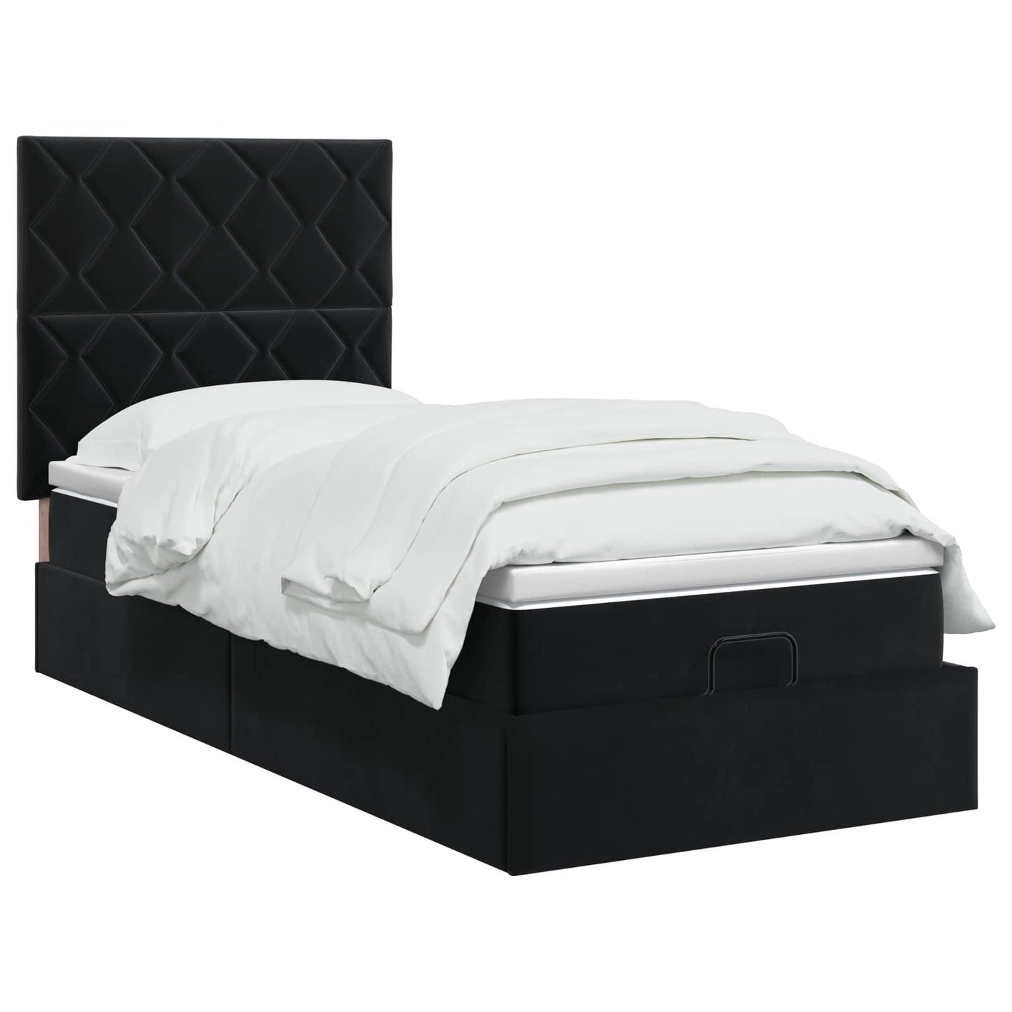 vidaXL Κρεβάτι Ottoman με στρώμα Μαύρο 100 x 200 cm Βελούδο