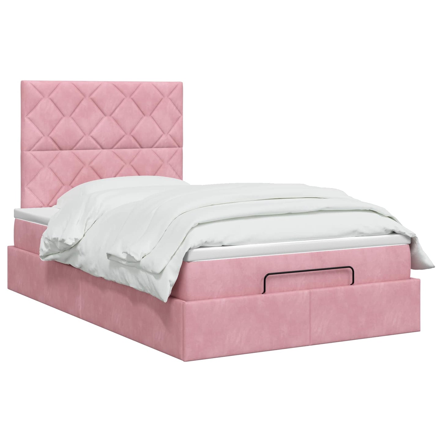 vidaXL Κρεβάτι Ottoman με στρώμα με κεφαλάρι Ροζ 120 x 190 cm Βελούδο