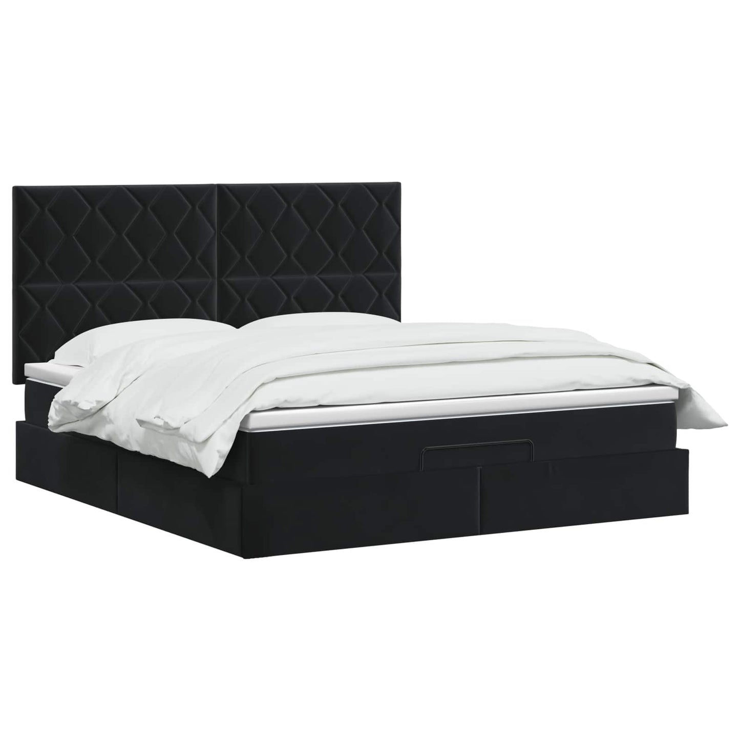 vidaXL Κρεβάτι Ottoman με στρώμα Μαύρο 140 x 190 cm Βελούδο