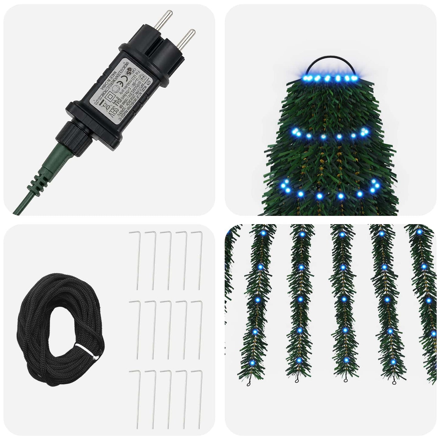 vidaXL LED Χριστουγεννιάτικο Δέντρο 220 εκ. 460 LED Μπλε Ατσάλι