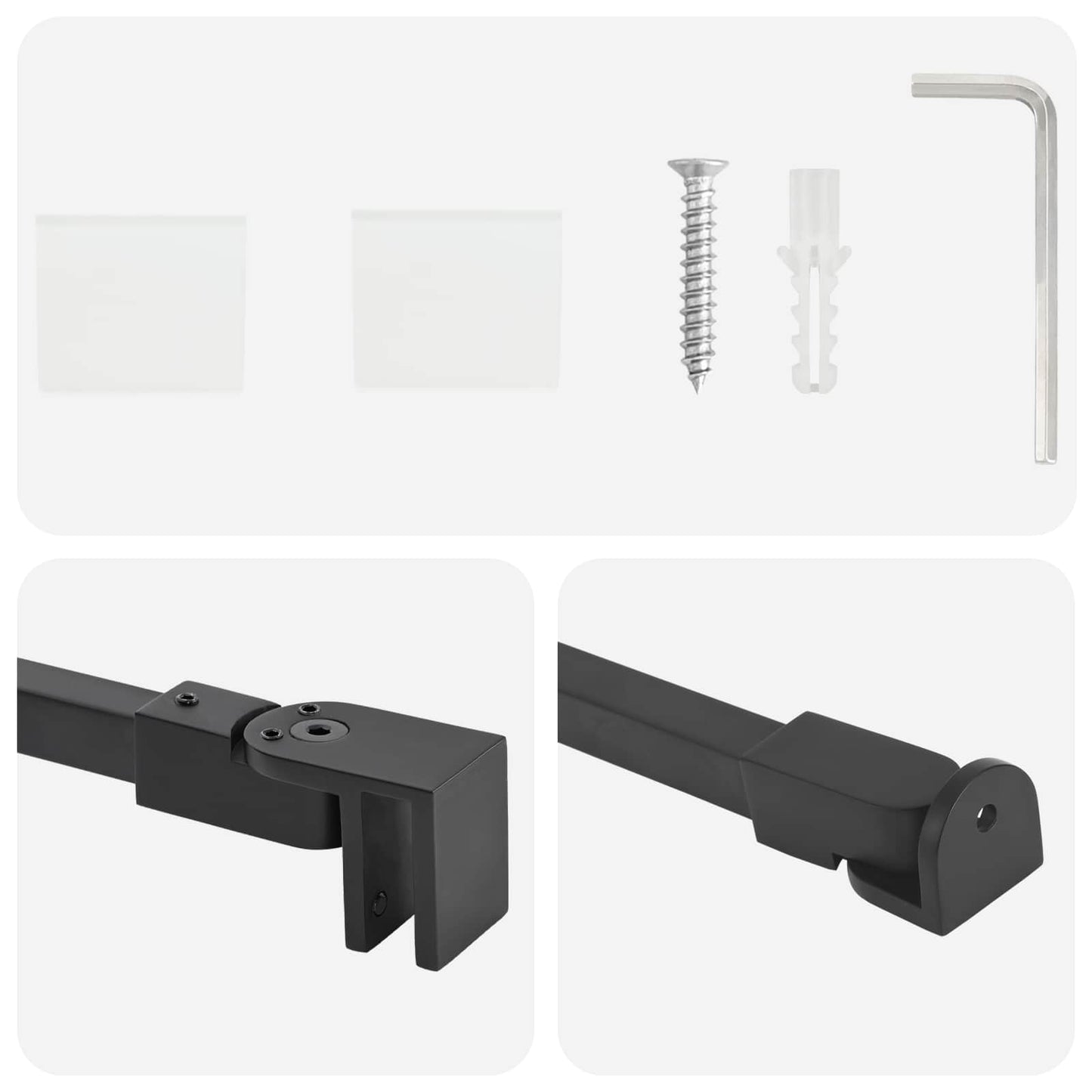 vidaXL Μπάρα Στήριξης Ντουζιέρας 47,5 cm για γυαλί 68/ mm Μαύρο