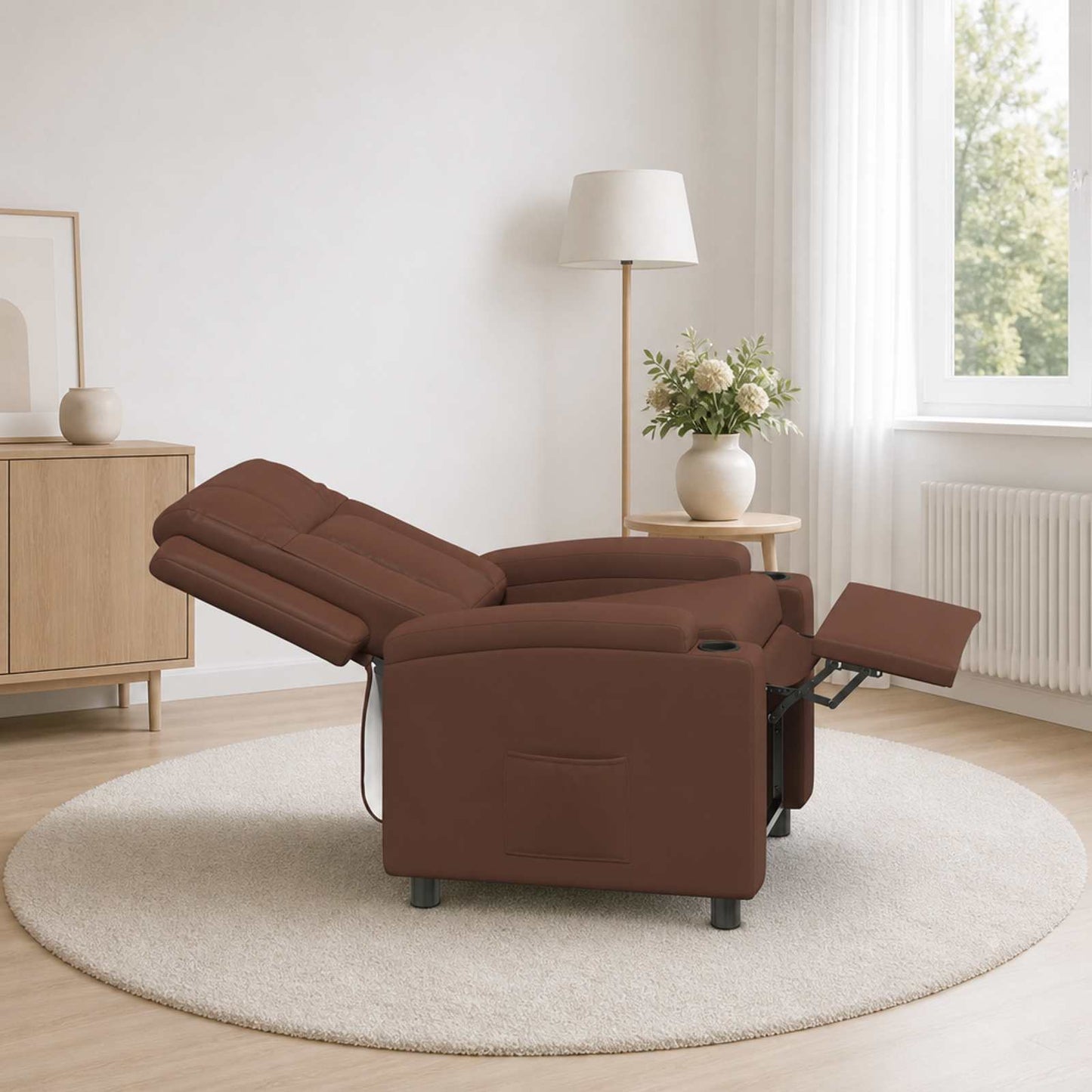 vidaXL Ανακλινόμενη πολυθρόνα Καφέ 75 x 95 x 100 cm Ύφασμα