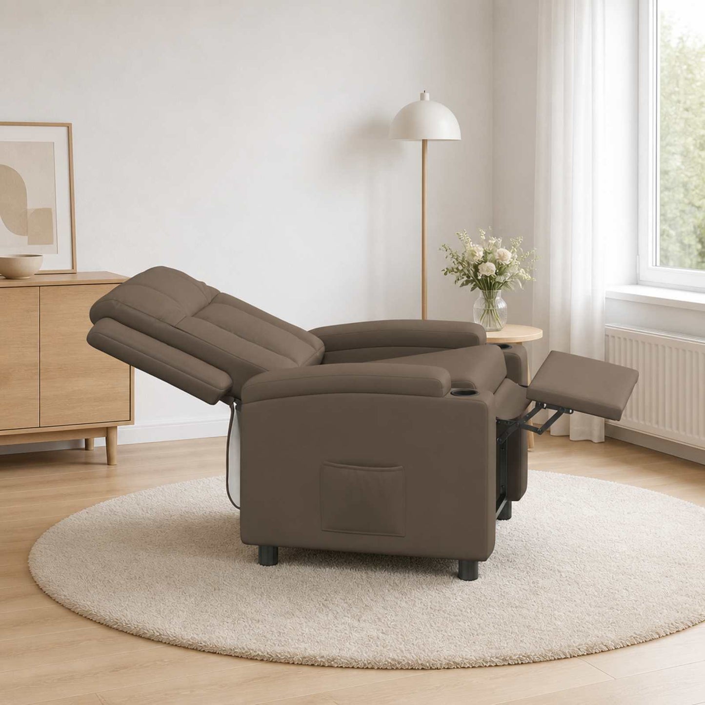 vidaXL Ανακλινόμενη πολυθρόνα Γκρι 75 x 95 x 100 cm Ύφασμα
