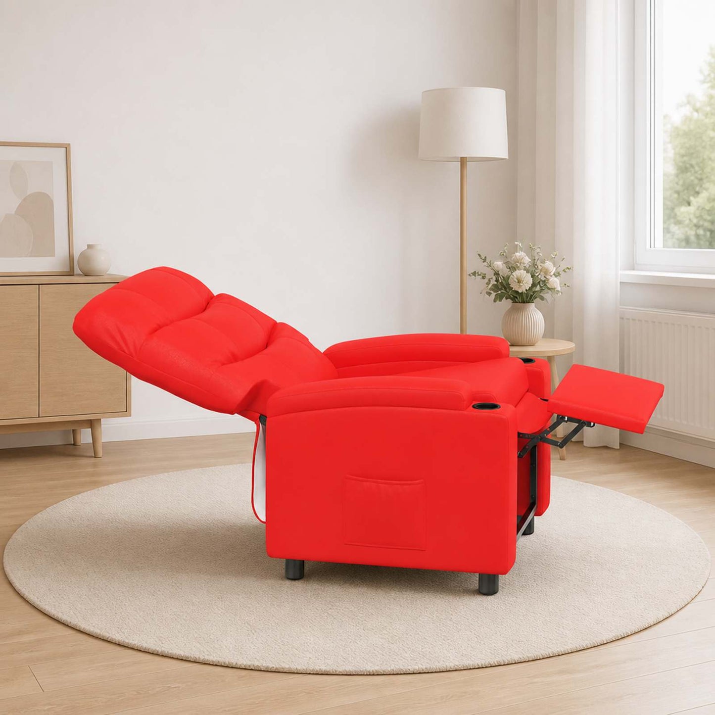 vidaXL Ανακλινόμενη πολυθρόνα Κόκκινο 75 x 93 x 102 cm Ύφασμα