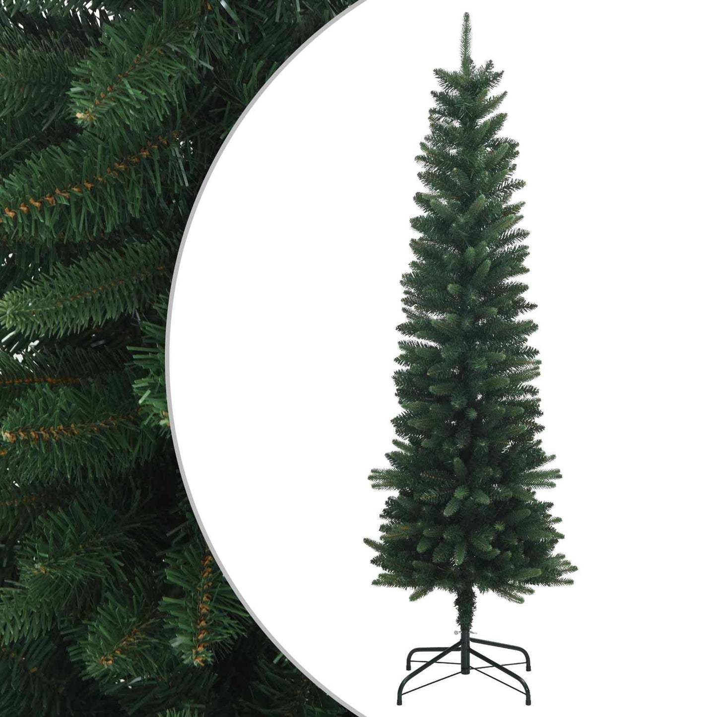vidaXL Artificial Slim Christmas Tree 180 εκ. ΠΕ και PVC Πράσινο