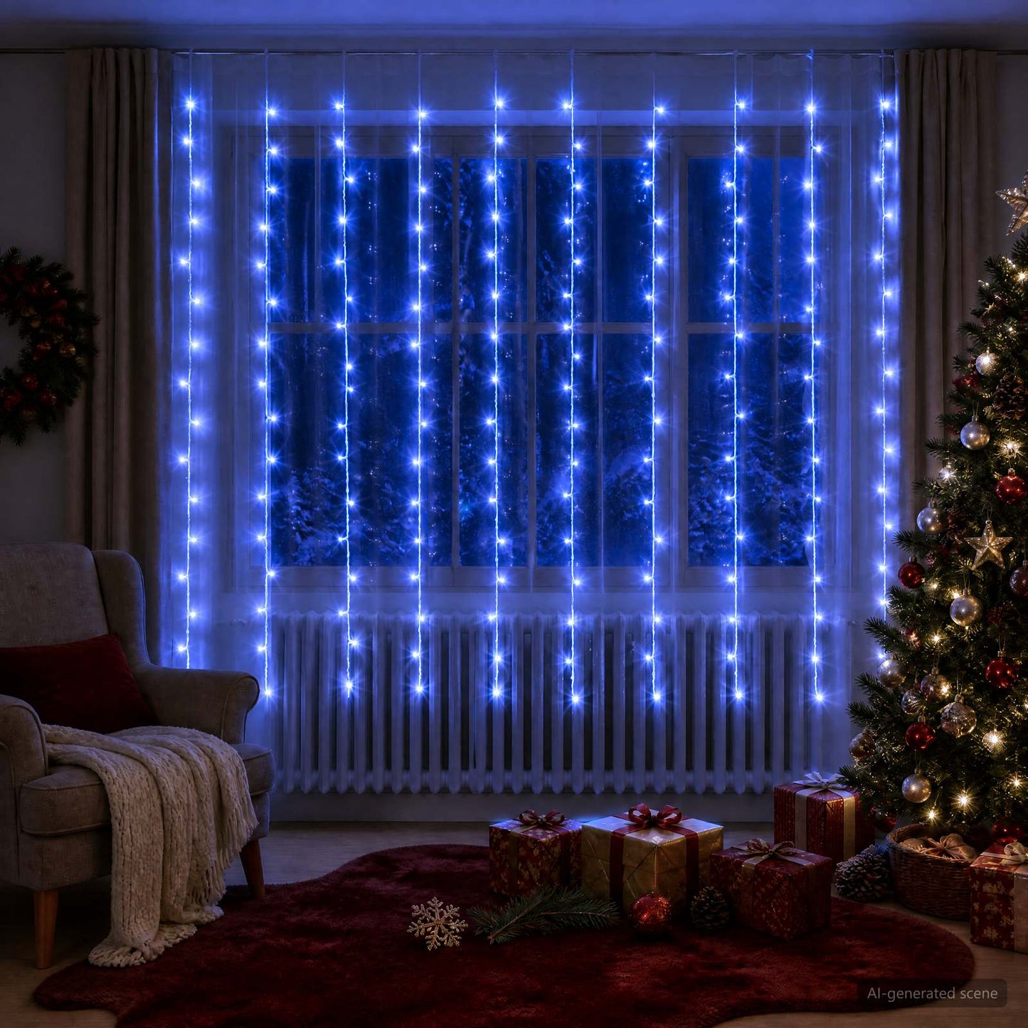 vidaXL Φωτοκουρτίνα 200 LED Μπλε 300 x 200 cm