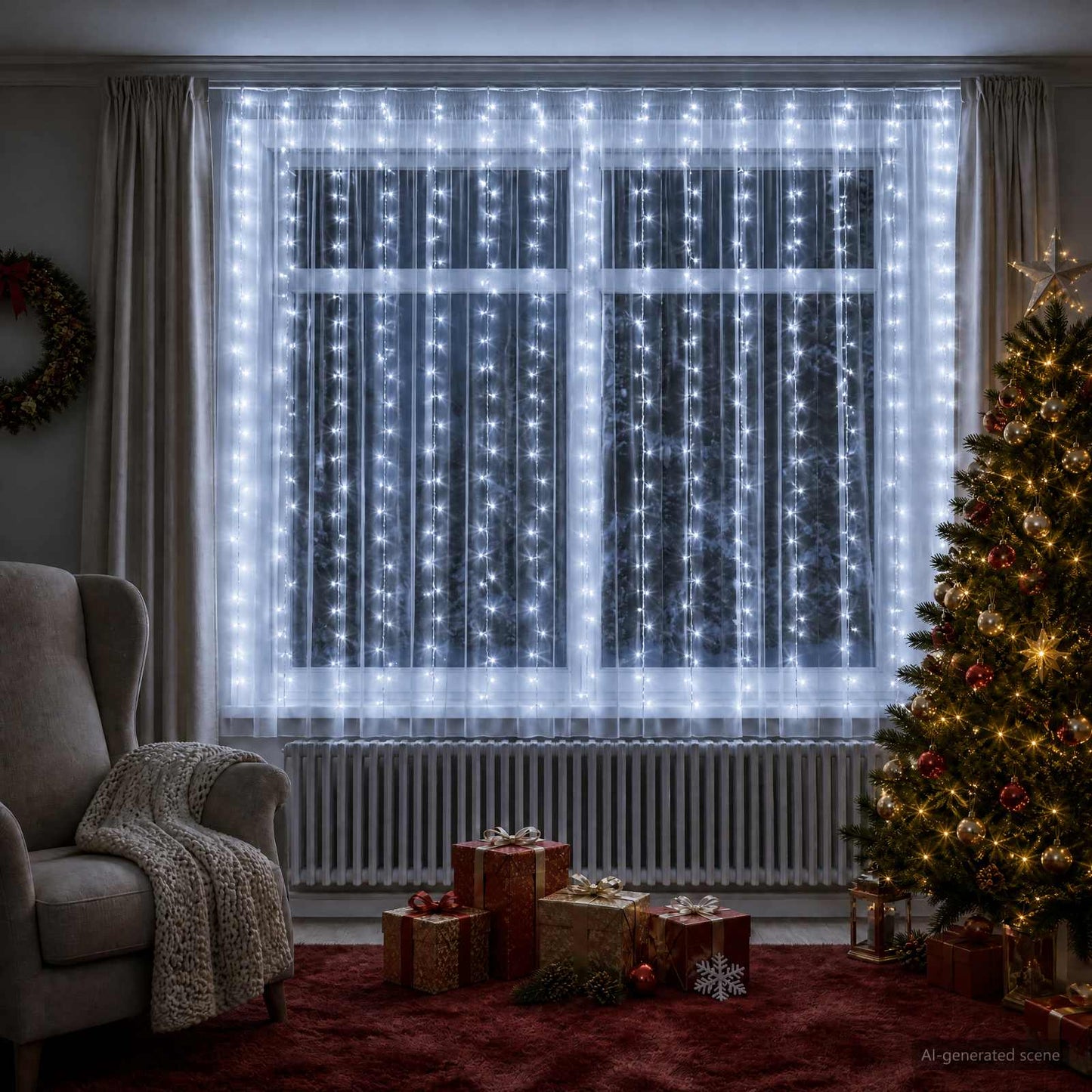 vidaXL Φωτοκουρτίνα 400 LED Ψυχρό λευκό 600 x 200 cm