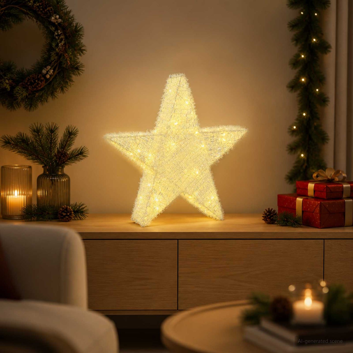vidaXL Χριστουγεννιάτικο αστέρι 3D 50 LED Θερμό λευκό