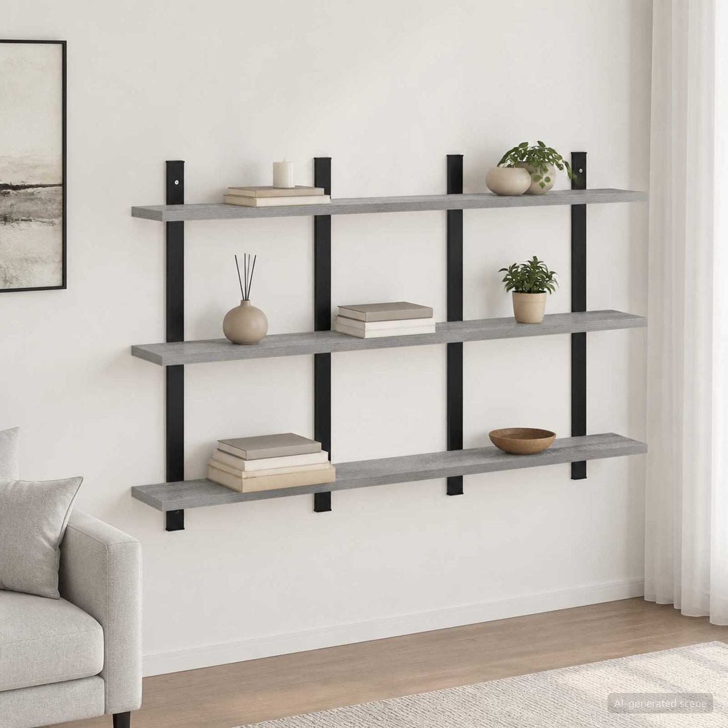 vidaXL Ράφι Τοίχου Γκρι Sonoma 102 x 13.5 x 58 cm Επεξεργασμένο Ξύλο