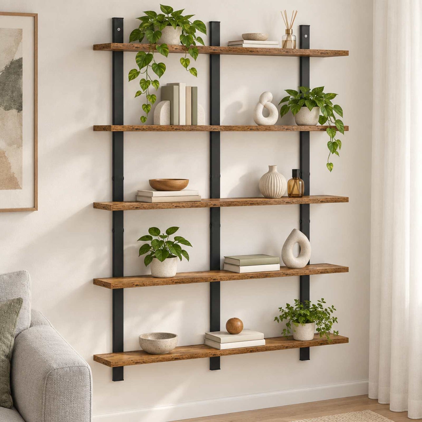 vidaXL Ράφι Τοίχου Παλαιωμένο ξύλο 79.5 x 13.5 x 102 cm