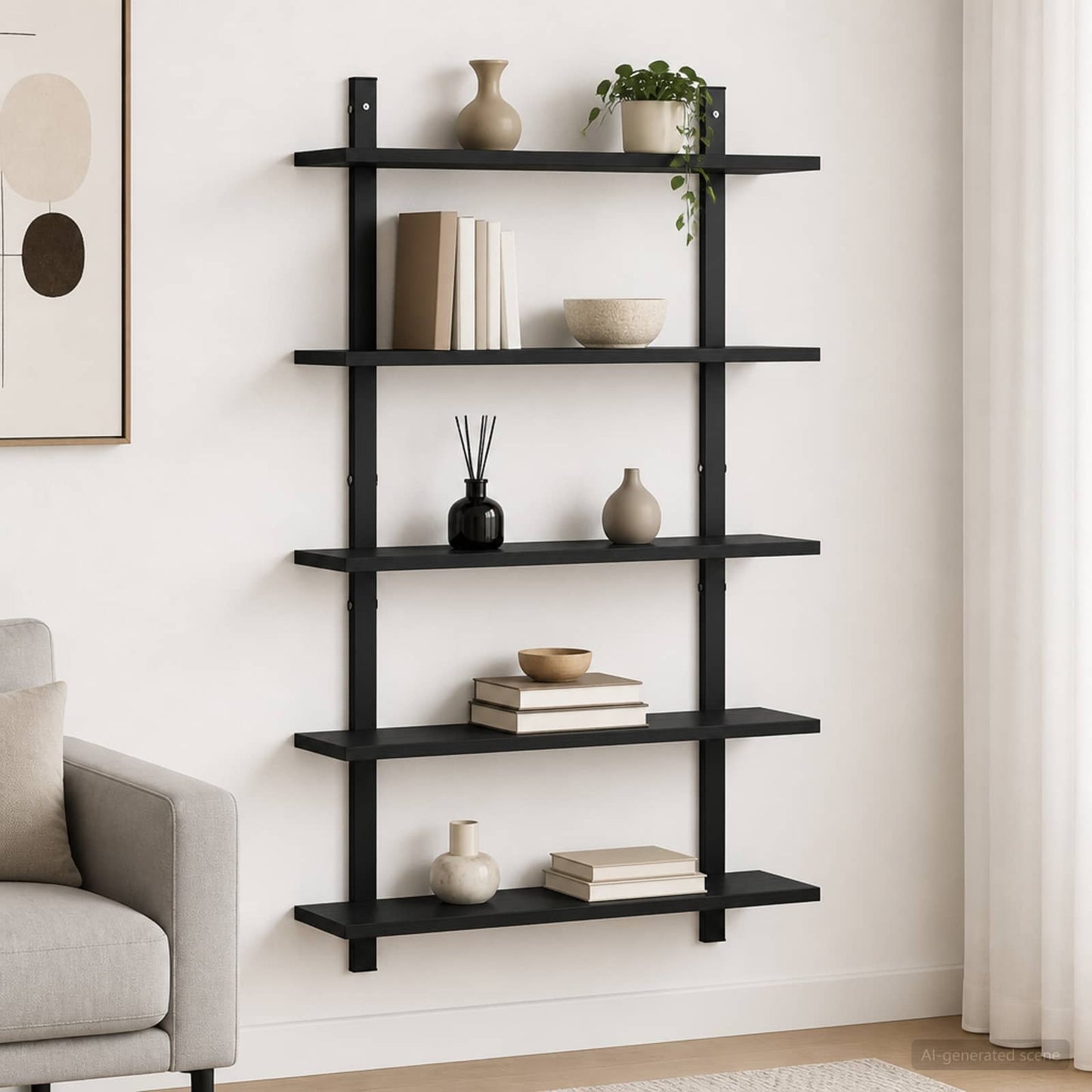 vidaXL Ράφι Τοίχου Μαύρη Δρυς 60.5 x 13.5 x 102.5 cm