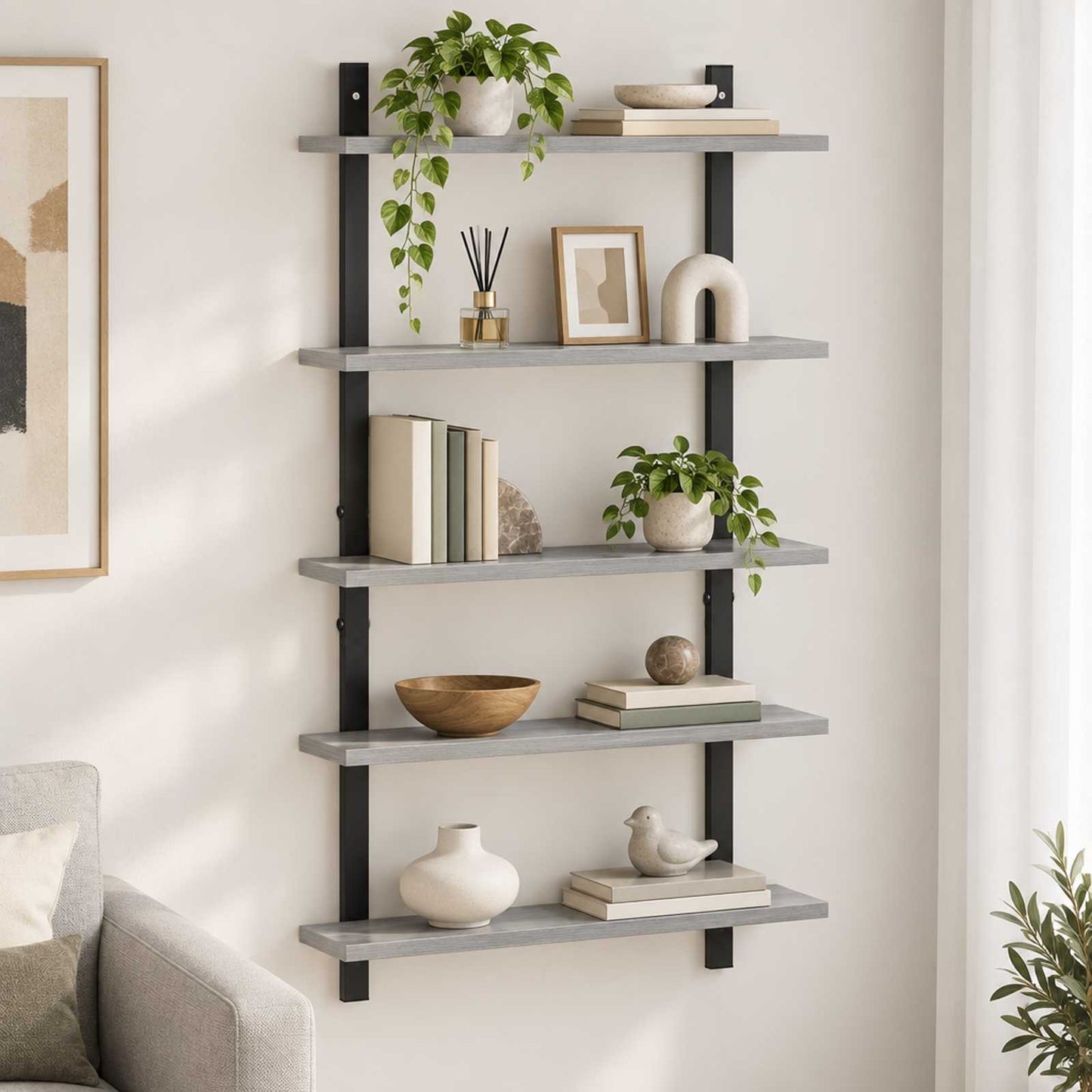vidaXL Ράφι Τοίχου Γκρι Sonoma 60.5 x 13.5 x 102.5 cm
