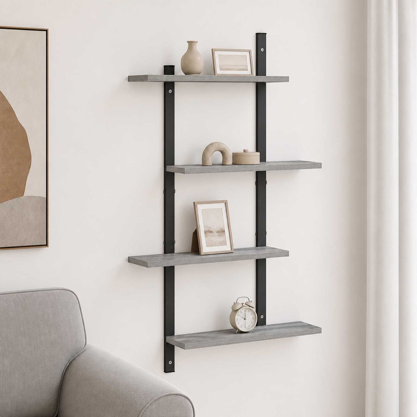 vidaXL Ράφι Τοίχου Γκρι Sonoma 61 x 13,5 x 105,5 cm Επεξεργασμένο Ξύλο