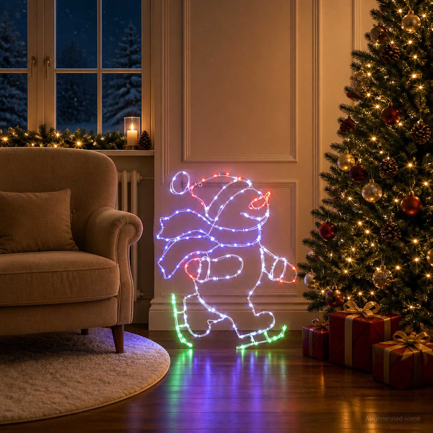 vidaXL Φωτιζόμενη επιγραφή LED Άγιος Βασίλης με πατίνια LOVIISA