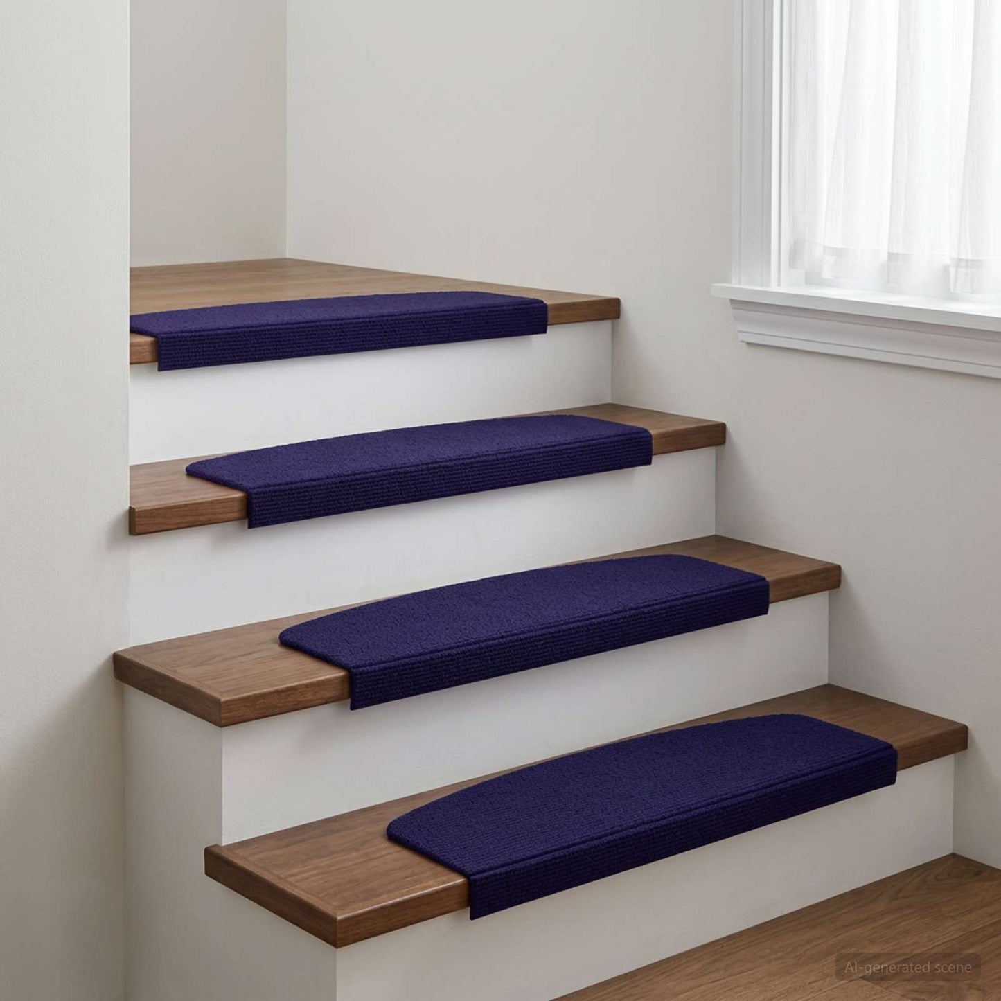 vidaXL Πατάκια σκάλας 15 τμχ. 56 x 17 x 3 cm Μπλε Πολυεστέρας