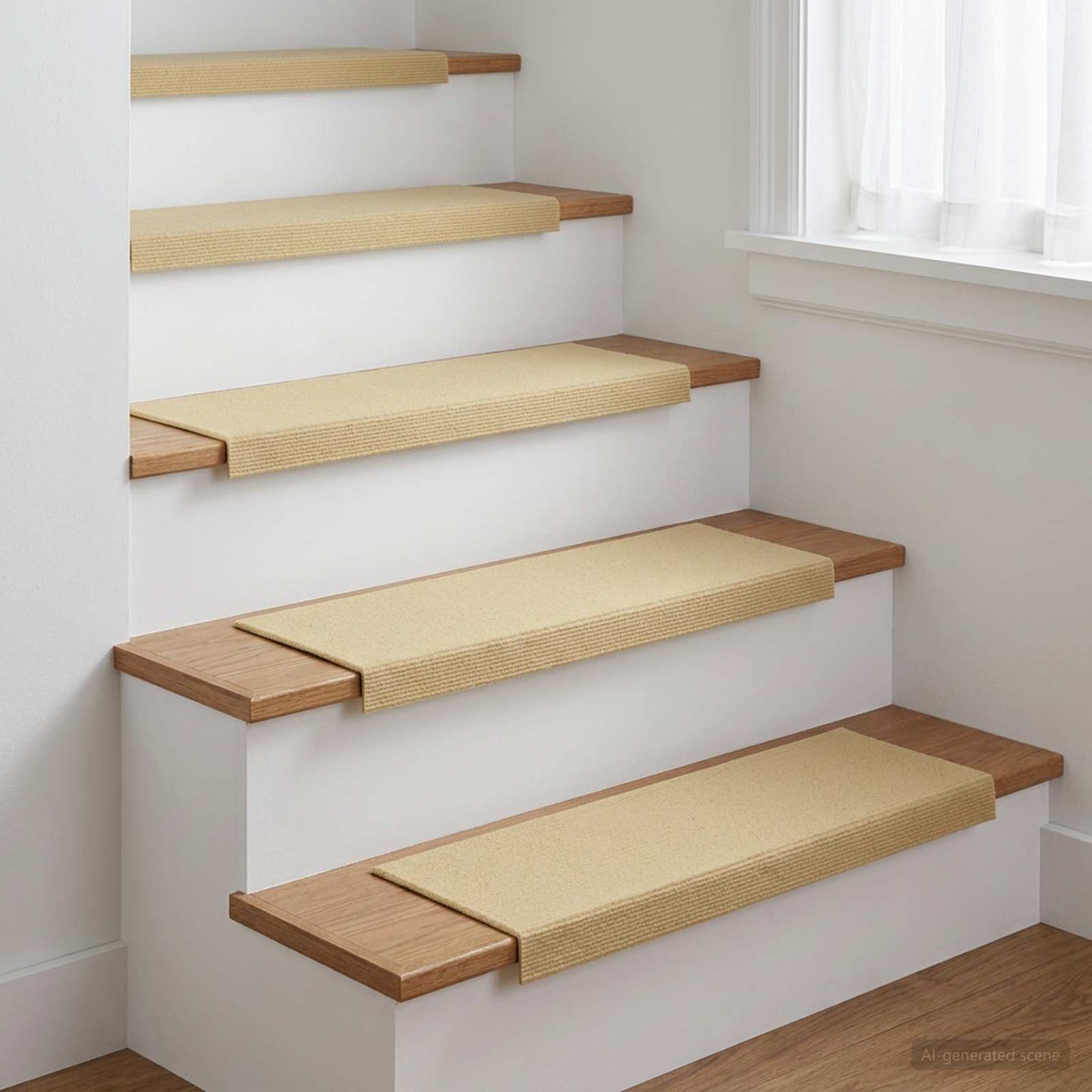 vidaXL Πατάκια σκάλας 15 τμχ. 65 x 21 x 4 cm Μπεζ Πολυεστέρας