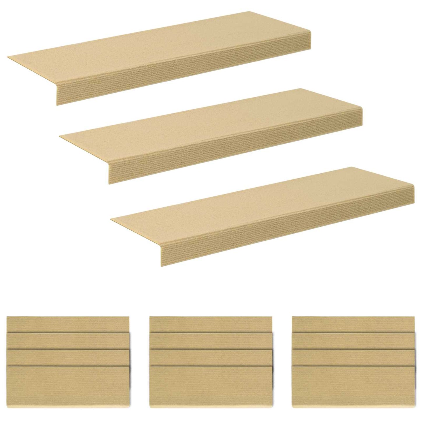 vidaXL Πατάκια σκάλας 15 τμχ. 65 x 21 x 4 cm Μπεζ Πολυεστέρας