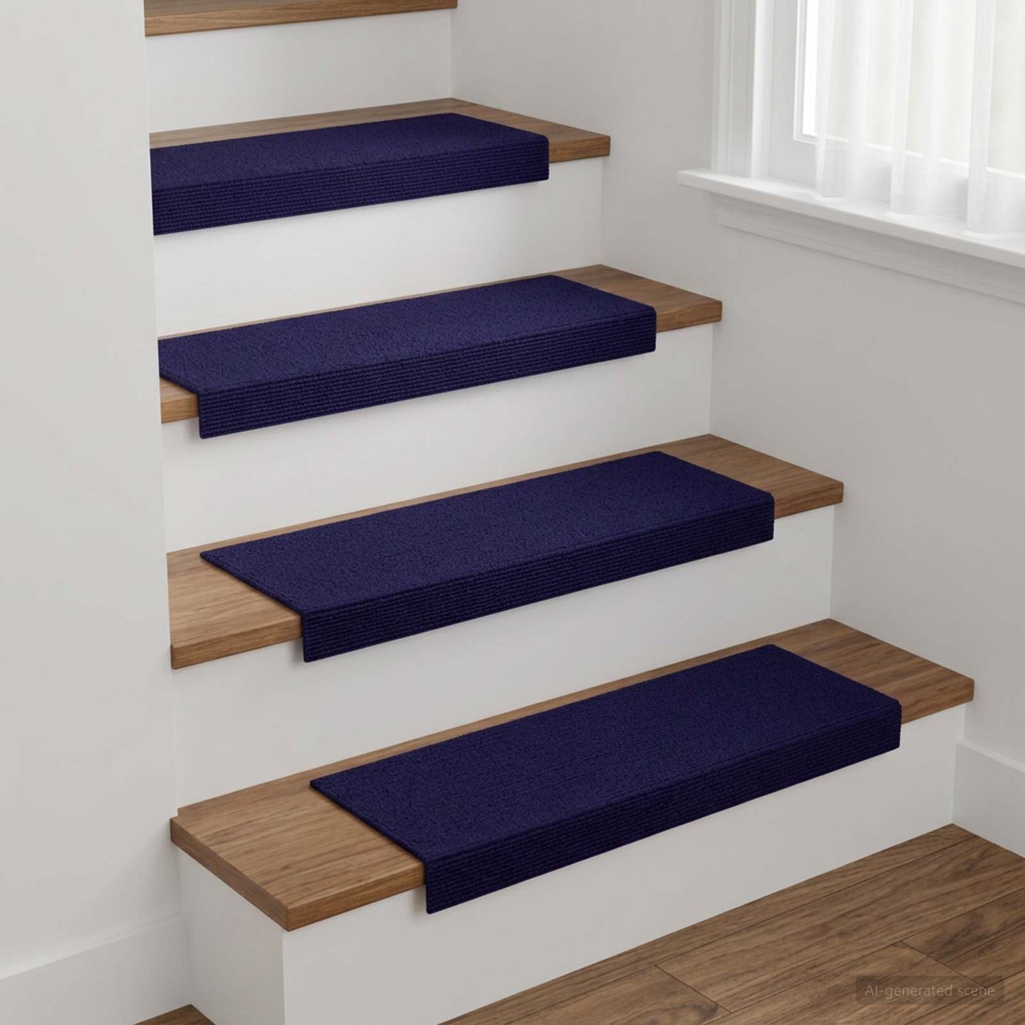 vidaXL Πατάκια σκάλας 15 τμχ. 65 x 21 x 4 cm Μπλε Πολυεστέρας
