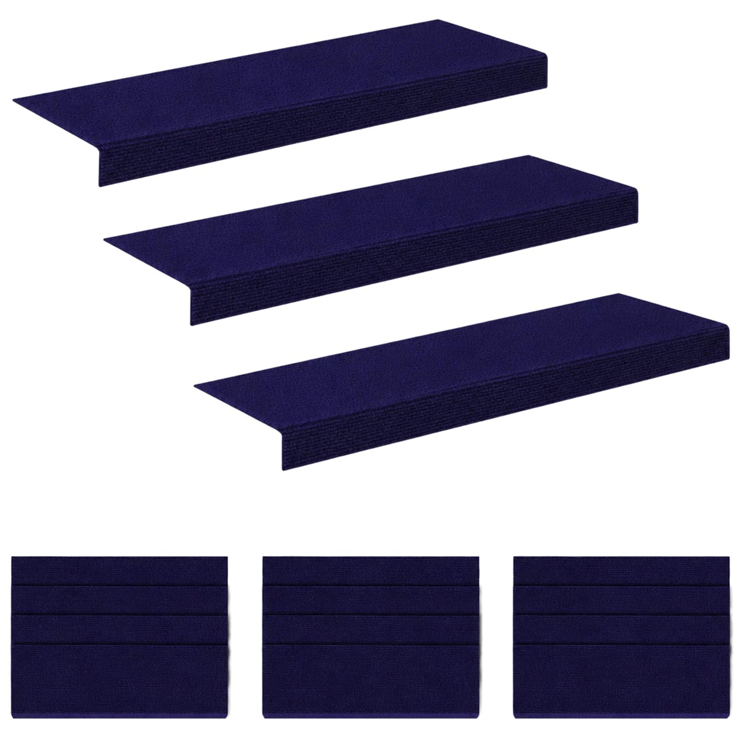 vidaXL Πατάκια σκάλας 15 τμχ. 65 x 21 x 4 cm Μπλε Πολυεστέρας