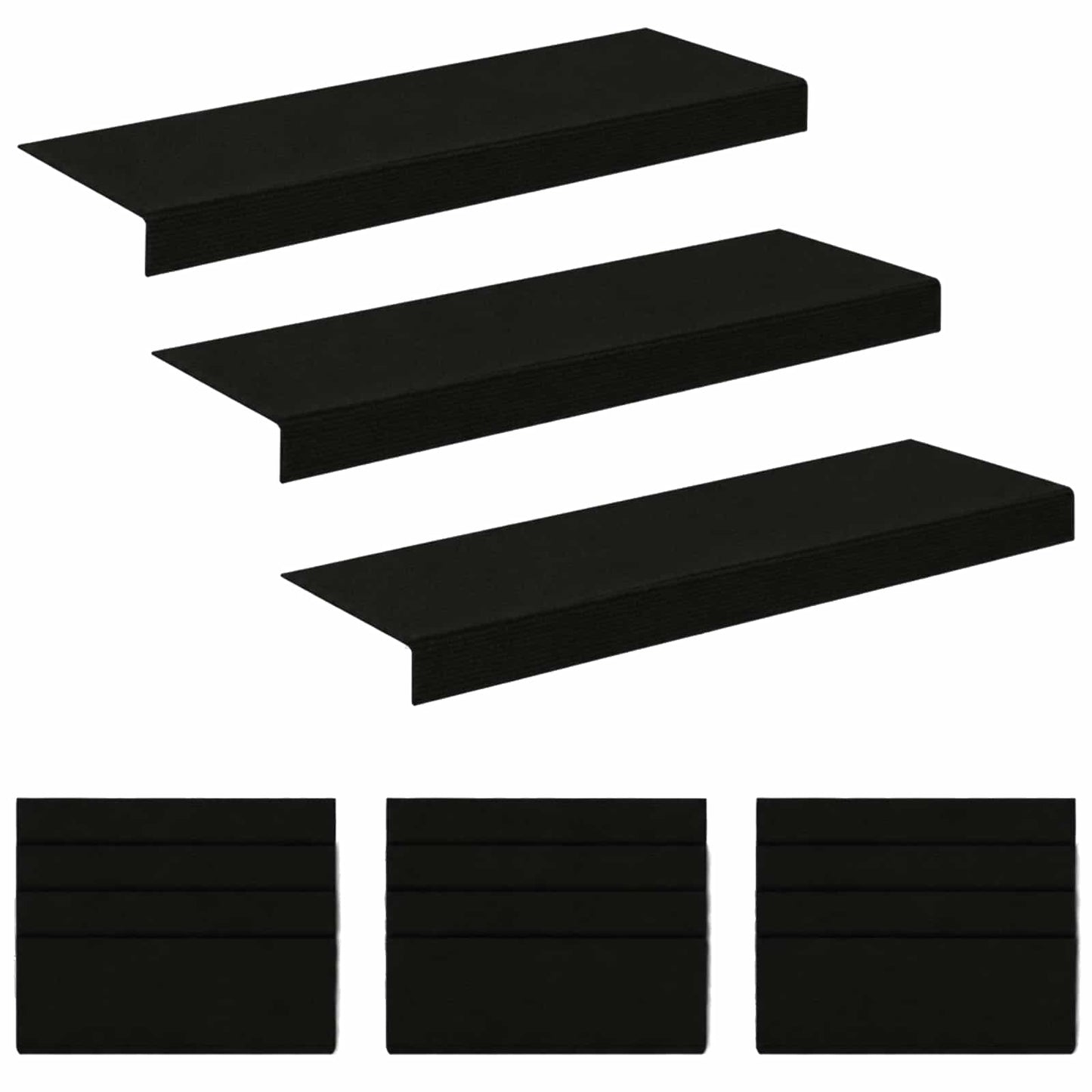 vidaXL Πατάκια σκάλας 15 τμχ. 65 x 21 x 4 cm Μαύρο Πολυεστέρας