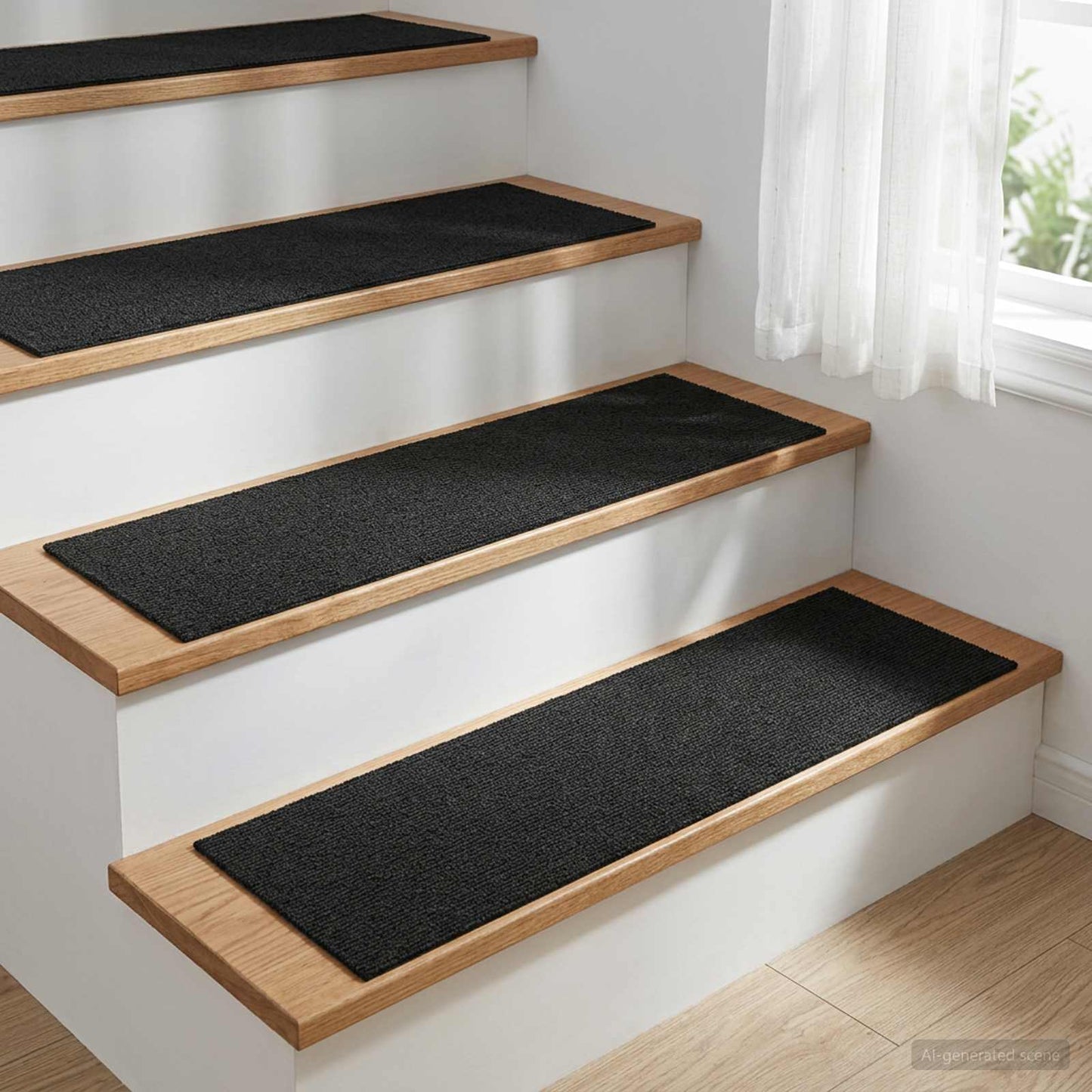 vidaXL Πατάκια σκάλας 15 τμχ. 76 x 20 cm Σκούρο Γκρι Πολυεστέρας