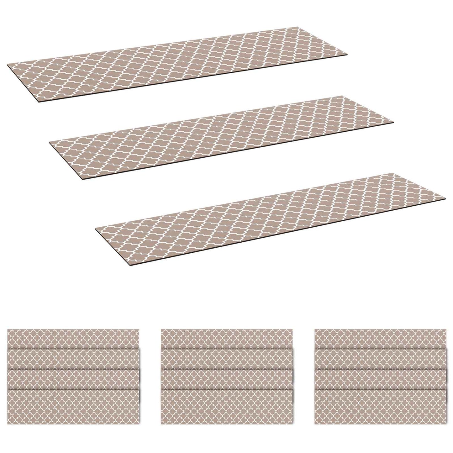vidaXL Πατάκια σκάλας 15 τμχ. 76 x 20 cm Γκρι και Λευκό Πολυεστέρας