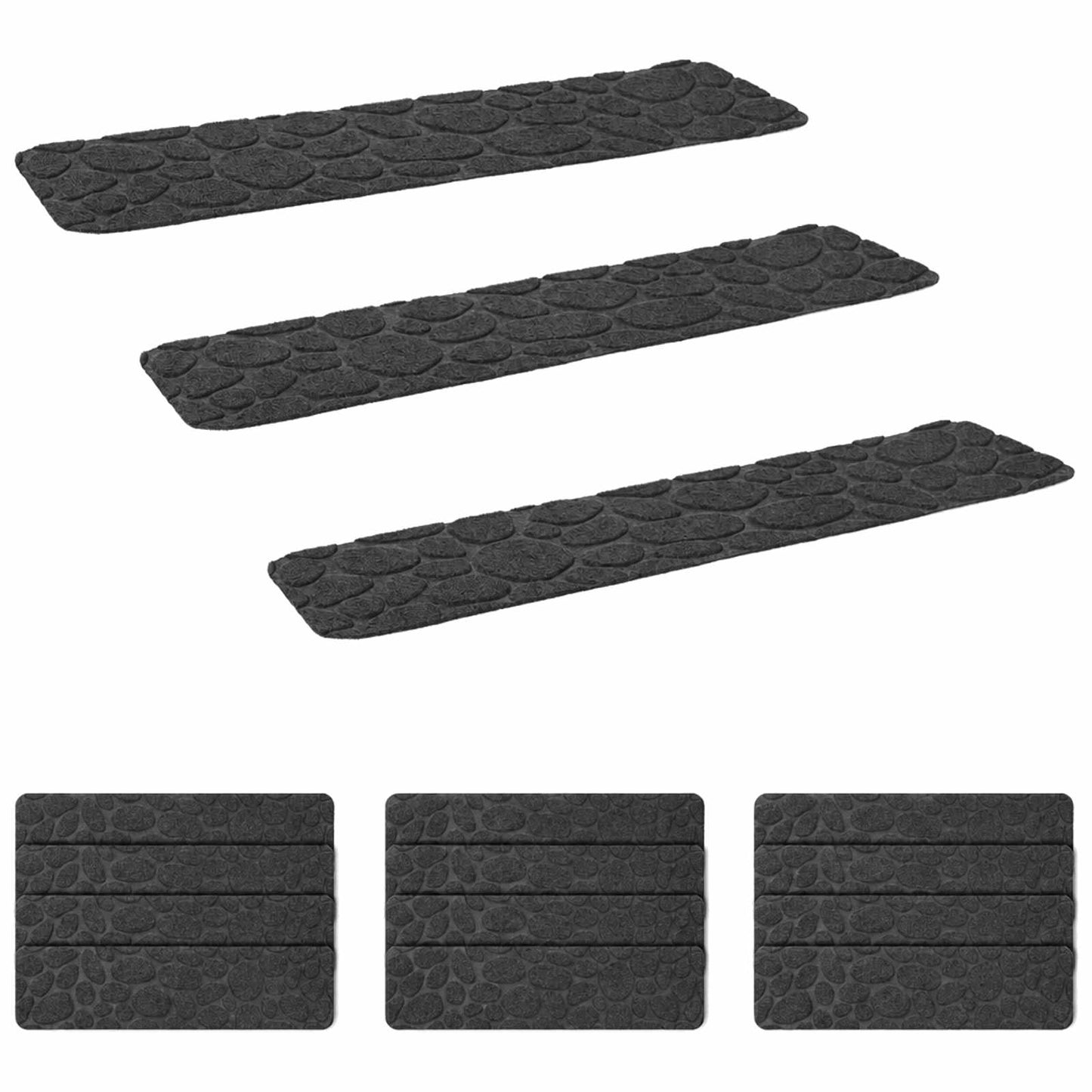vidaXL Πατάκια σκάλας 15 τμχ. 76 x 20 cm Σκούρο Γκρι Πολυεστέρας