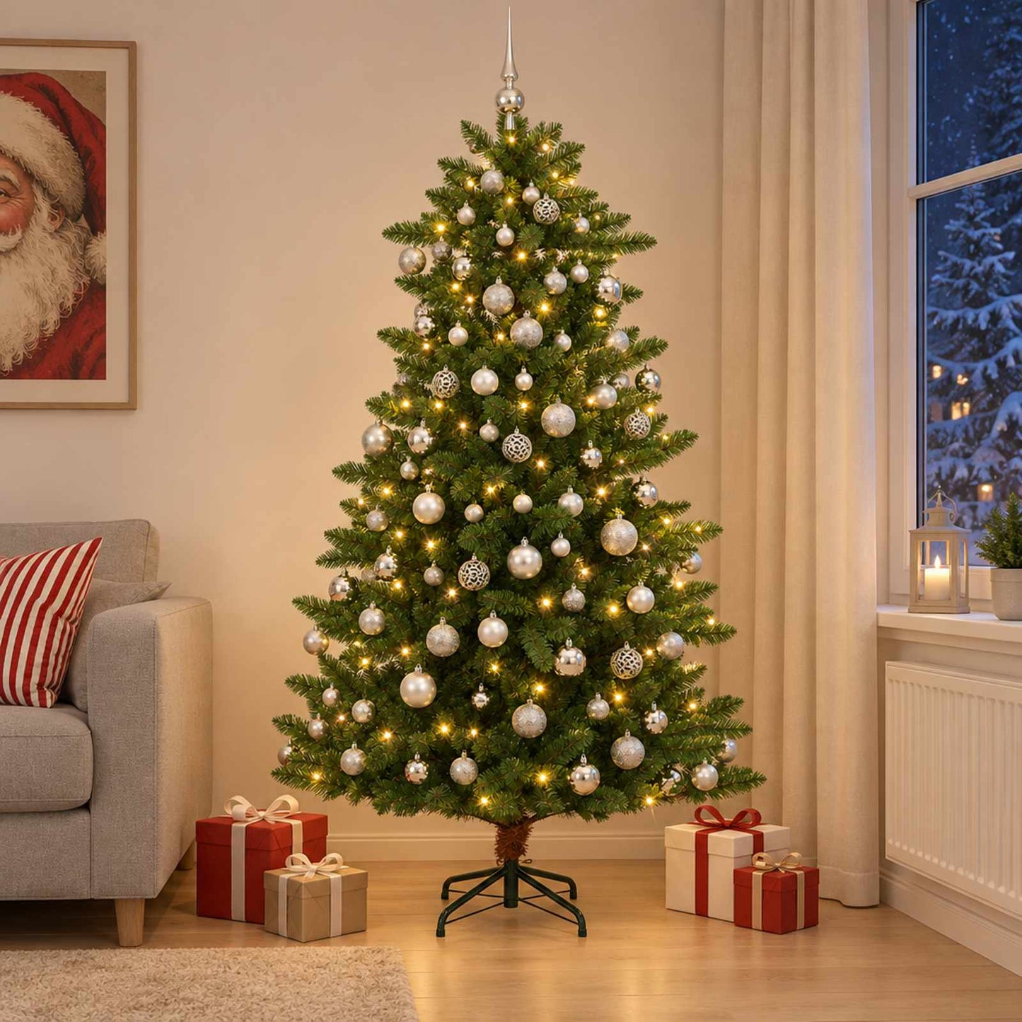 vidaXL Artificial Christmas Tree with Bauble 240 εκ. 300 LED