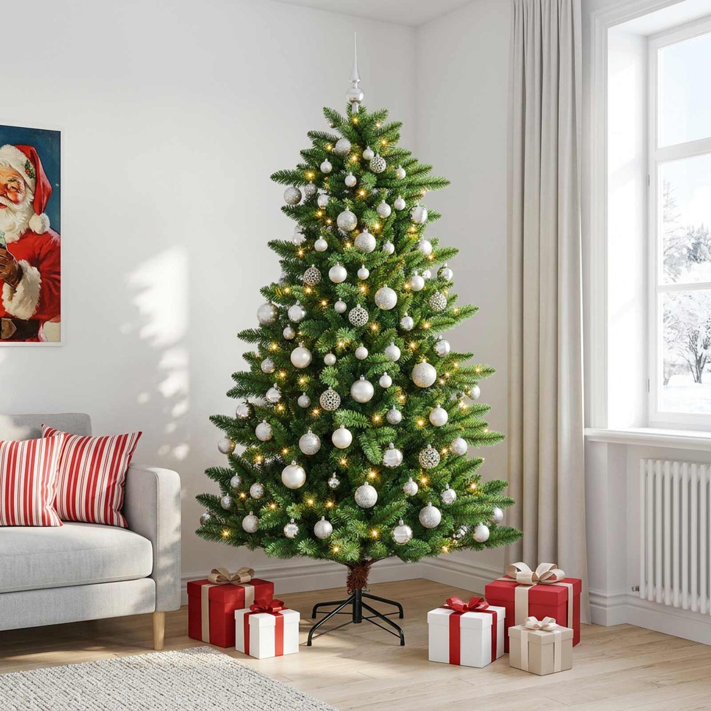 vidaXL Artificial Christmas Tree with Bauble 240 εκ. 300 LED