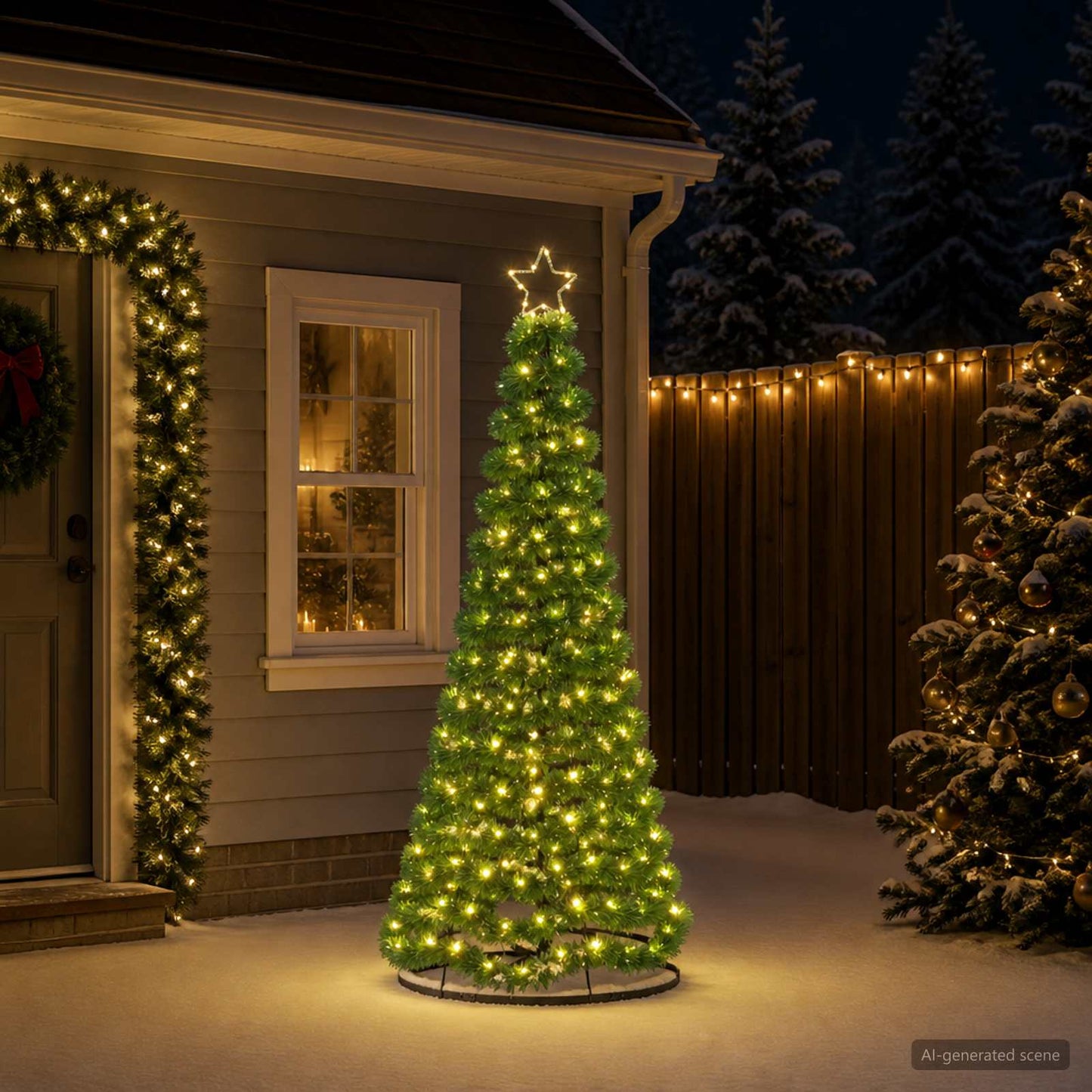 vidaXL Χριστουγεννιάτικο δέντρο με tinsel, LED και βάση EKENAS 180 εκ.