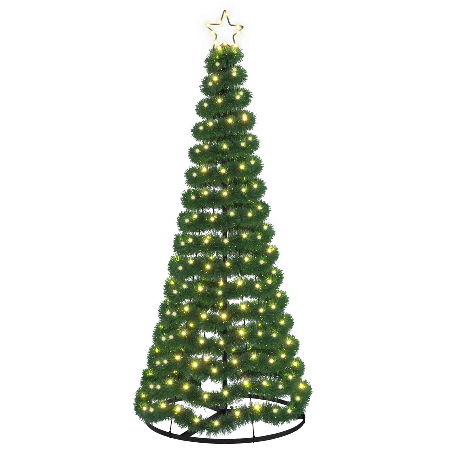 vidaXL Χριστουγεννιάτικο δέντρο με tinsel, LED και βάση EKENAS 180 εκ.
