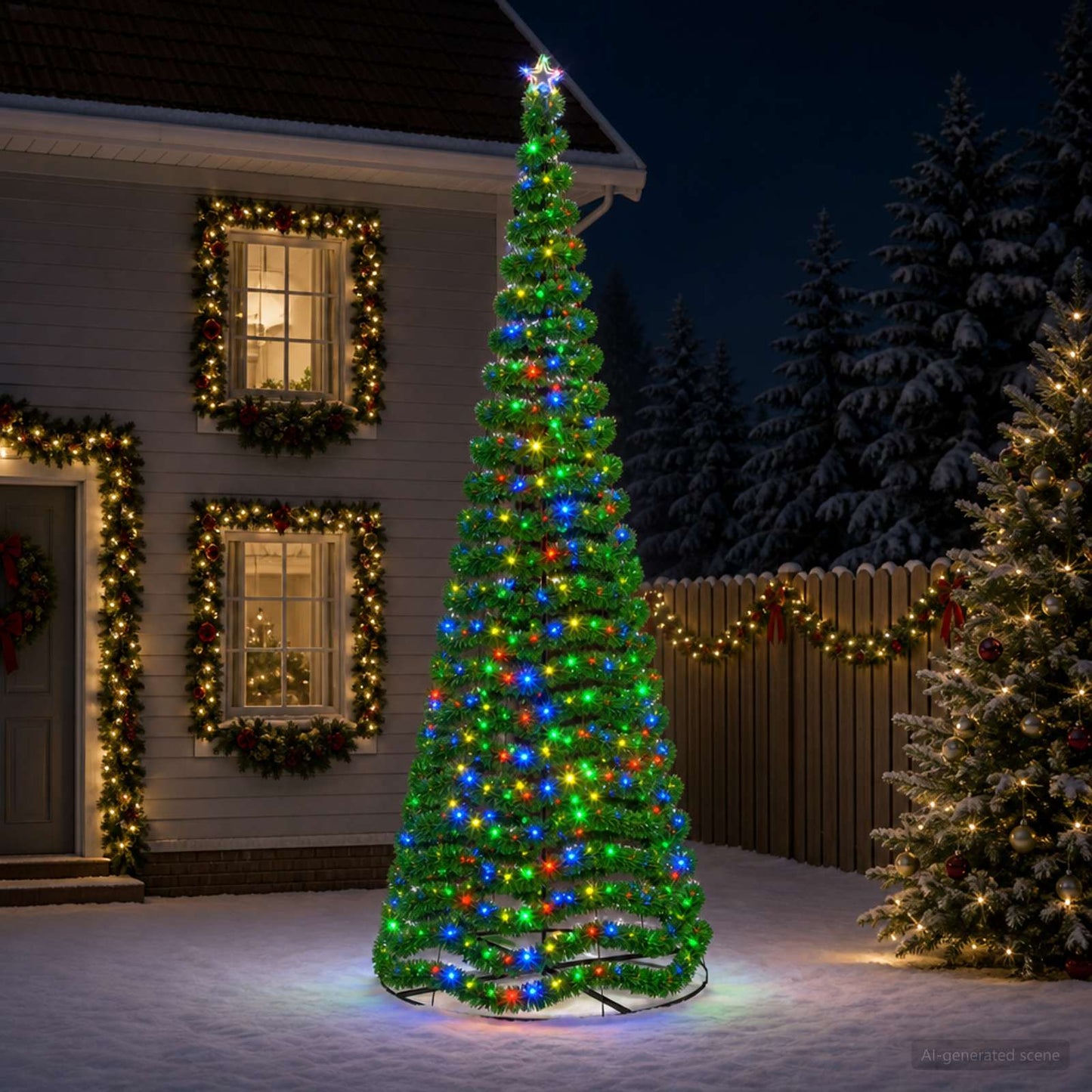 vidaXL Χριστουγεννιάτικο δέντρο με tinsel, LED και βάση EKENAS 400 εκ.