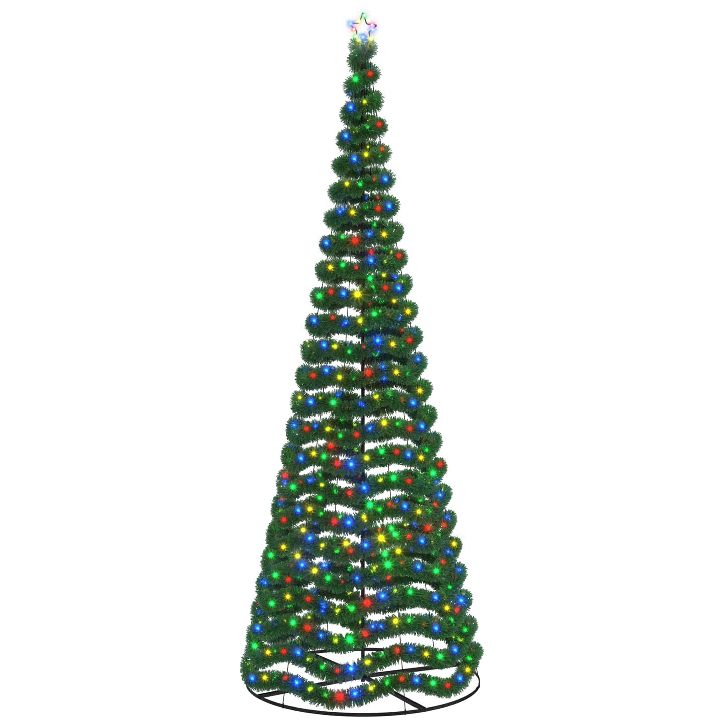 vidaXL Χριστουγεννιάτικο δέντρο με tinsel, LED και βάση EKENAS 400 εκ.
