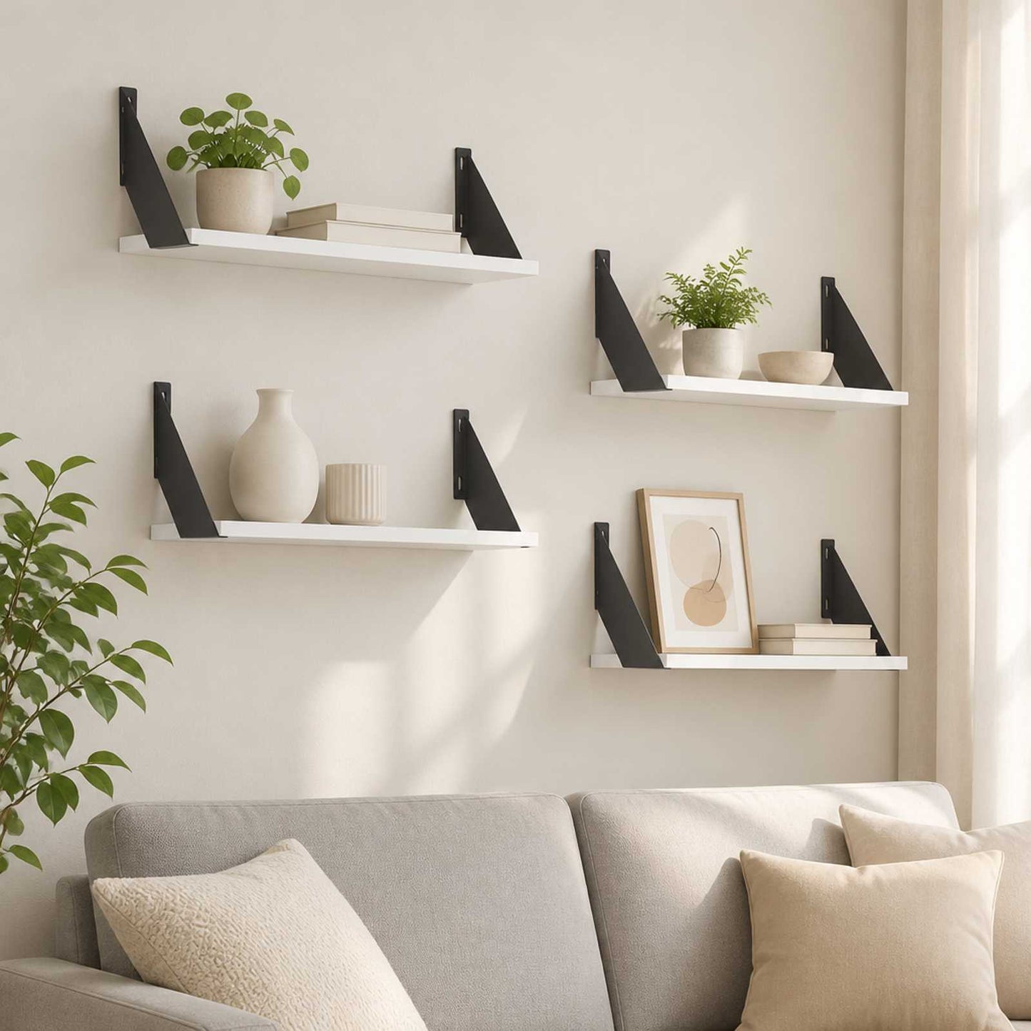 vidaXL Ράφια Τοίχου 4 τμχ. Λευκό 50 x 20 x 17 cm