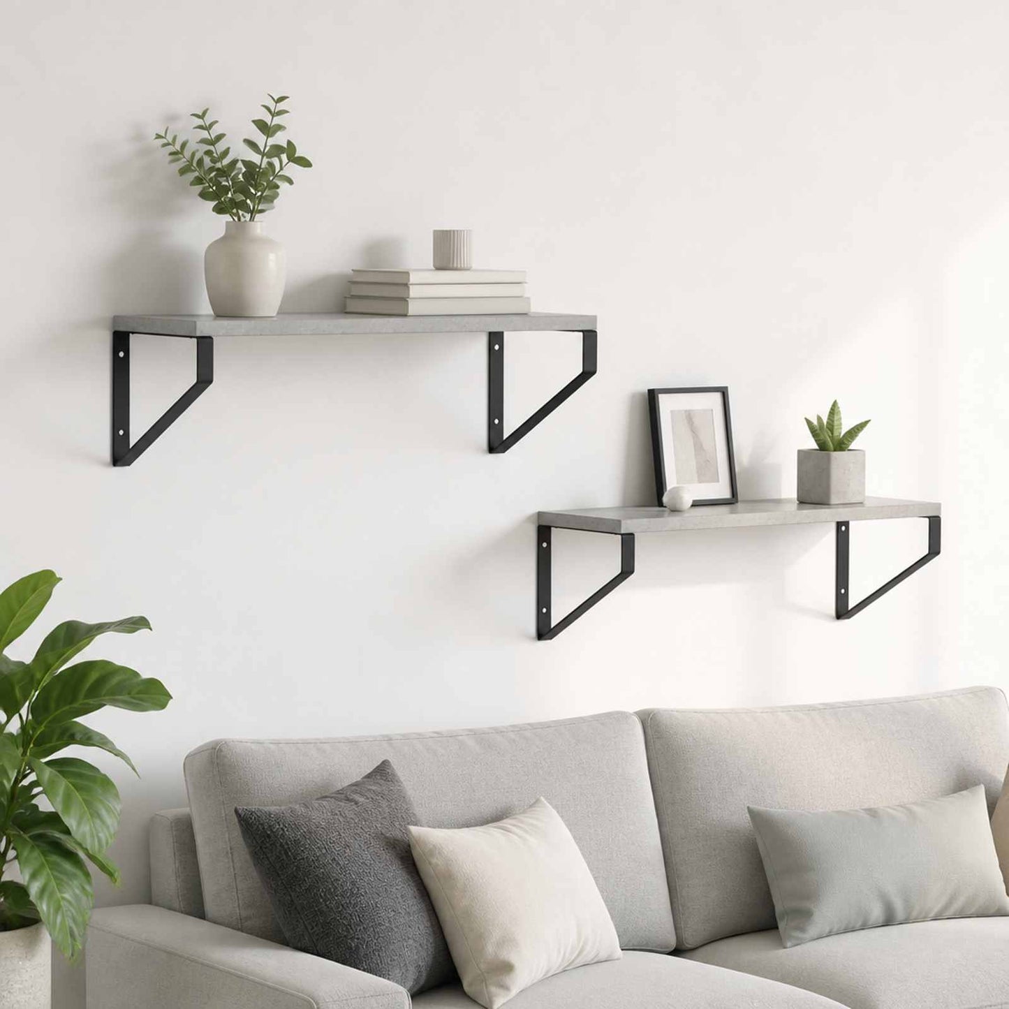 vidaXL Ράφια Τοίχου 2 τμχ. Γκρι Σκυροδέματος 50 x 16 x 15,5 cm