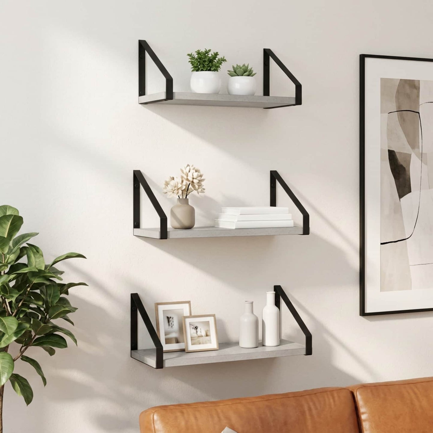 vidaXL Ράφια Τοίχου 3 τμχ. Γκρι Σκυροδέματος 40 x 16 x 15,5 cm