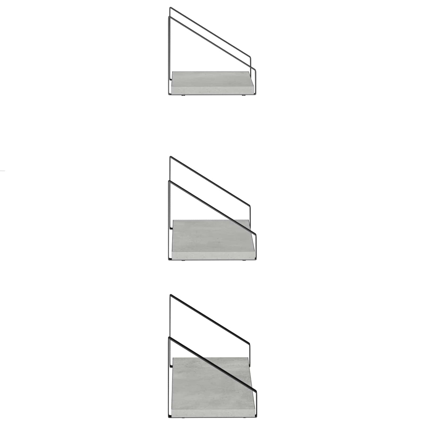 vidaXL Ράφια Τοίχου 3 τμχ. Γκρι Σκυροδέματος 40 x 16 x 15,5 cm