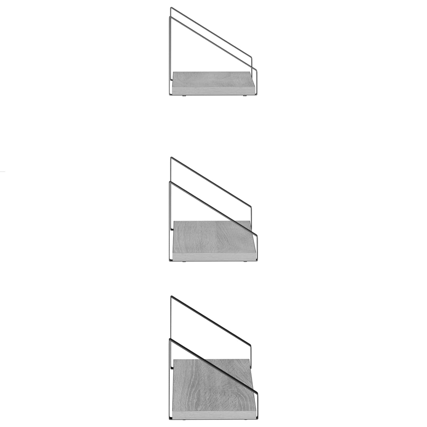 vidaXL Ράφια Τοίχου 3 τμχ. Γκρι Sonoma 40 x 16 x 15,5 cm