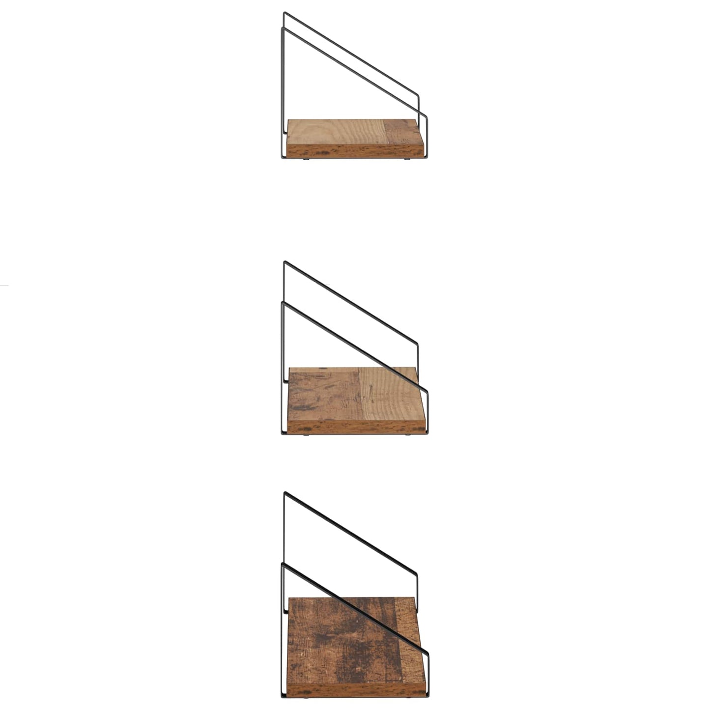 vidaXL Ράφια Τοίχου 3 τμχ. Παλαιωμένο ξύλο 40 x 16 x 15,5 cm