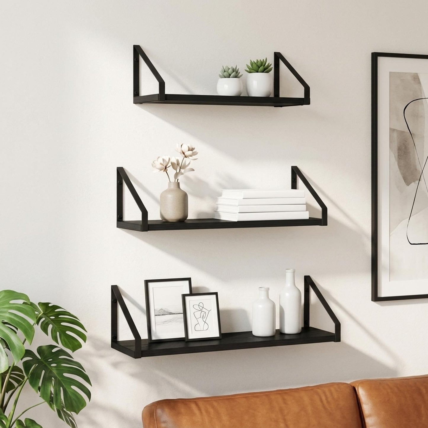 vidaXL Ράφια Τοίχου 3 τμχ. Μαύρη Δρυς 60 x 16 x 15,5 cm