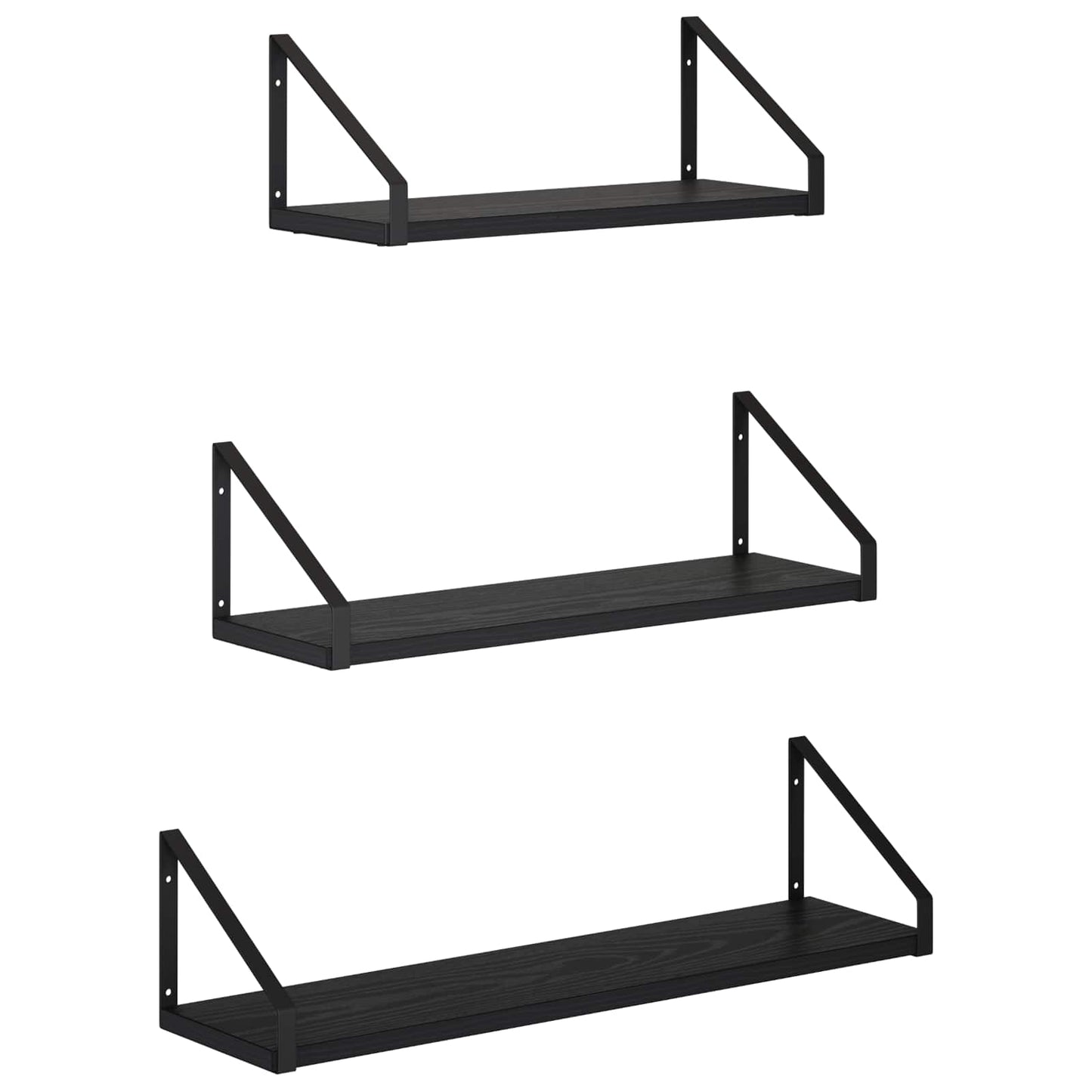 vidaXL Ράφια Τοίχου 3 τμχ. Μαύρη Δρυς 60 x 16 x 15,5 cm
