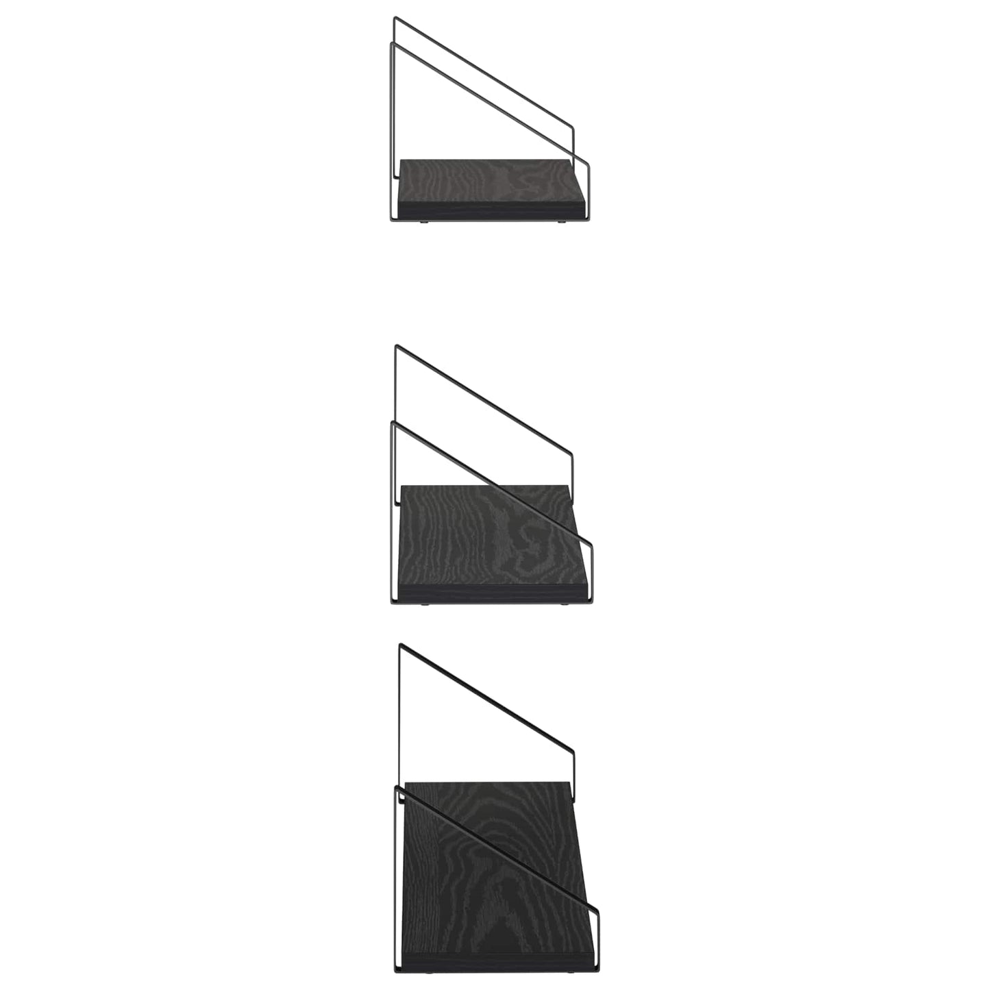 vidaXL Ράφια Τοίχου 3 τμχ. Μαύρη Δρυς 60 x 16 x 15,5 cm