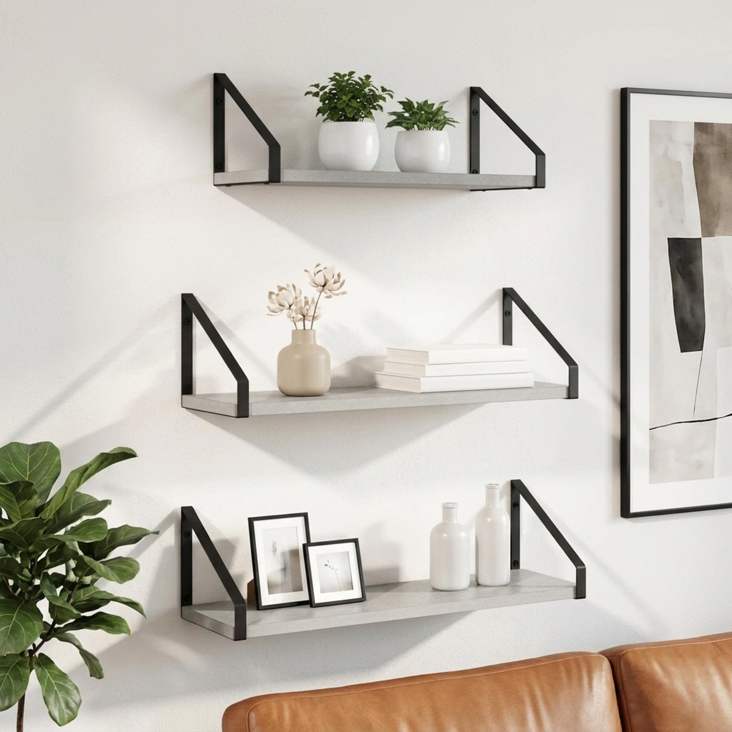 vidaXL Ράφια Τοίχου 3 τμχ. Γκρι Σκυροδέματος 60 x 16 x 15,5 cm