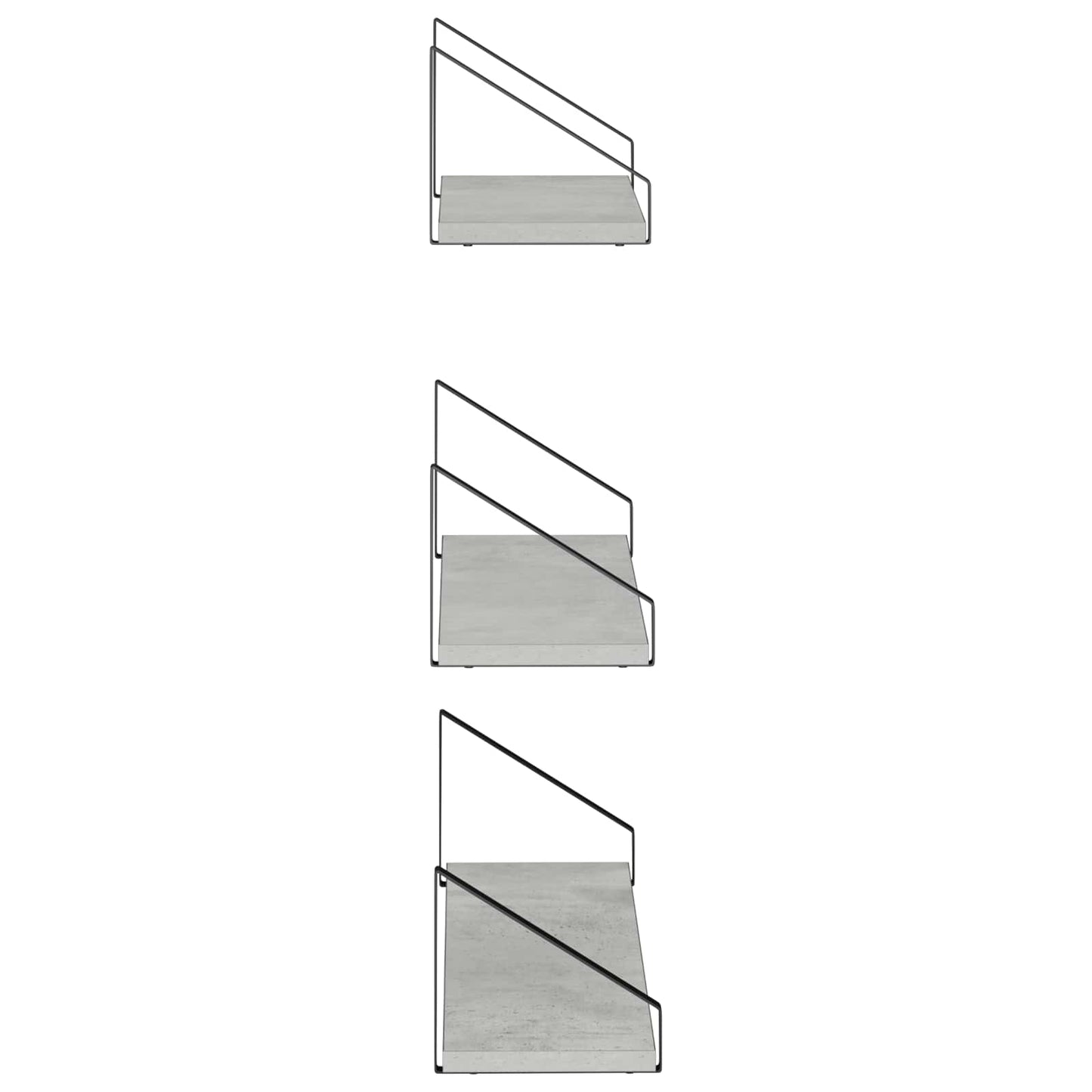 vidaXL Ράφια Τοίχου 3 τμχ. Γκρι Σκυροδέματος 60 x 16 x 15,5 cm